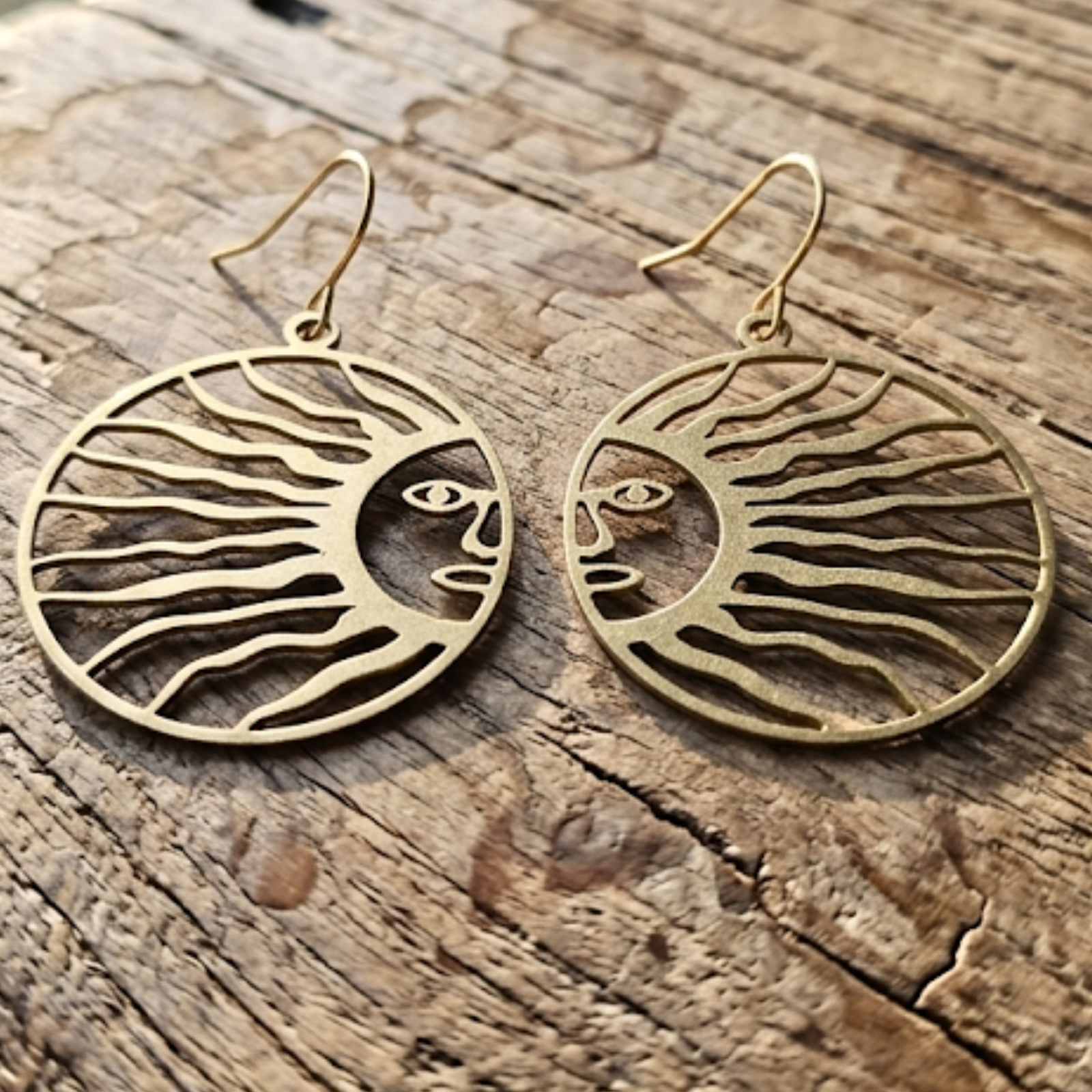 Sunburst Dangle Earrings 18k plated, photo 1 of 2