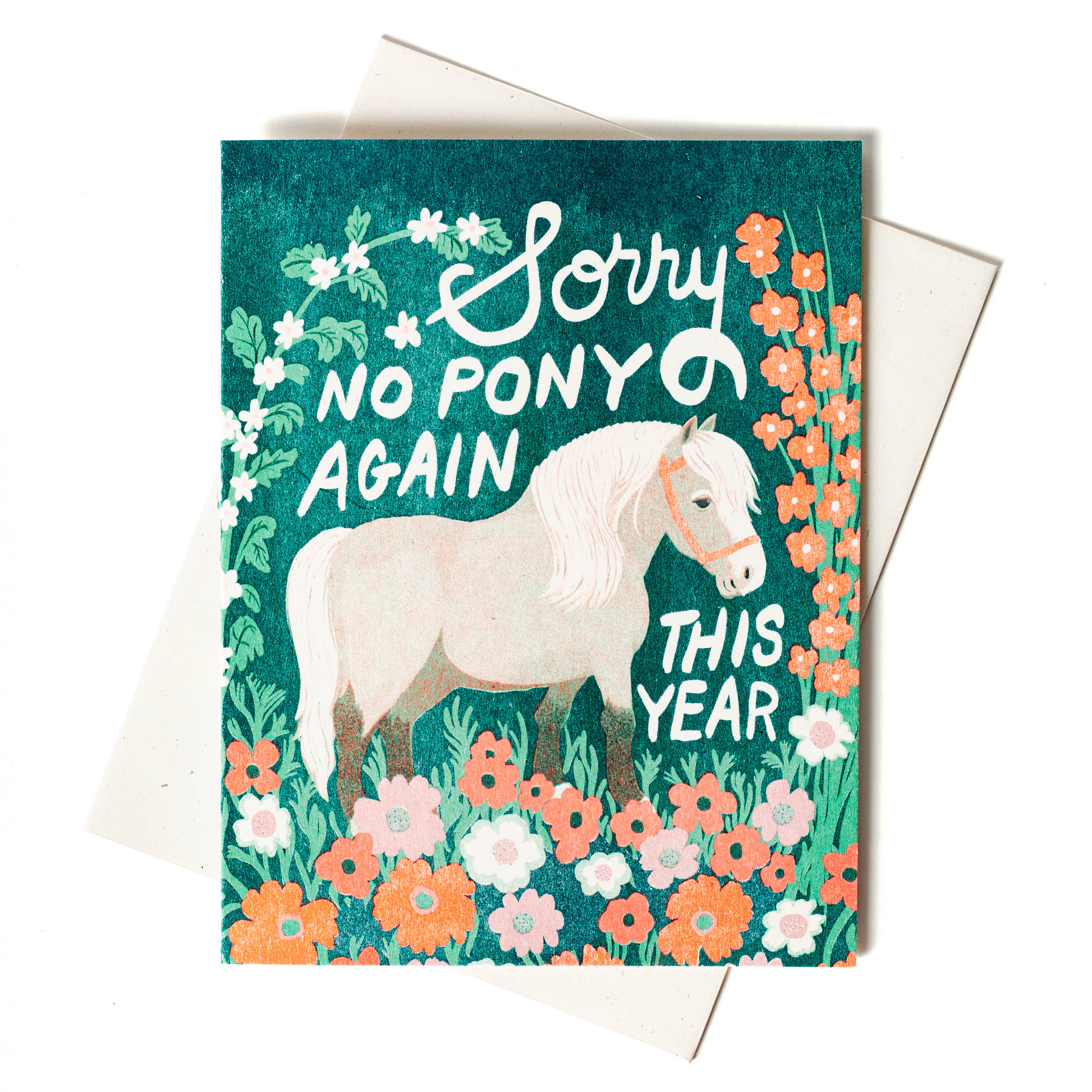 No Pony Birthday - Risograph Card, photo 3 of 3