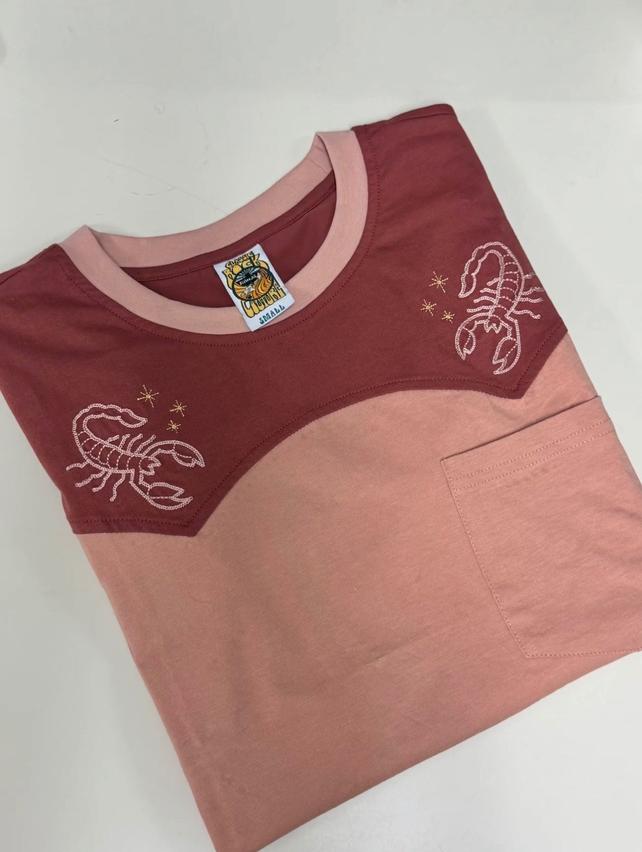 Peach Scorpion Embroidered Pocket Tee, photo 4 of 4