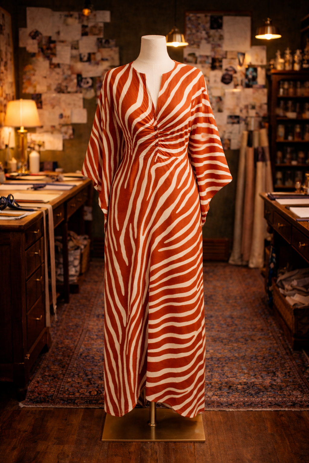 Goddess Waist Caftan In Jungle Spice