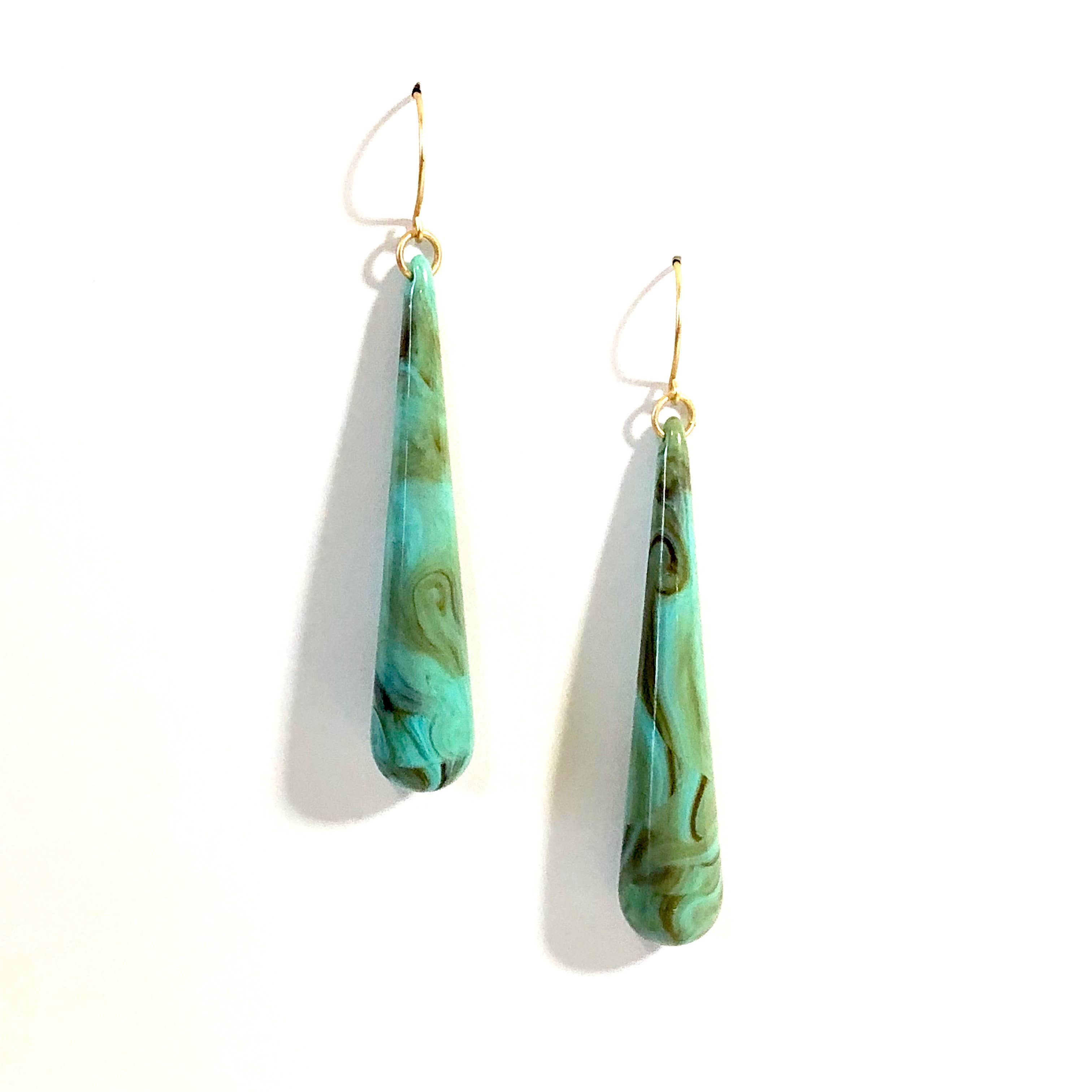 Turquoise Marbled Long Teardrop Earrings, photo 4 of 6