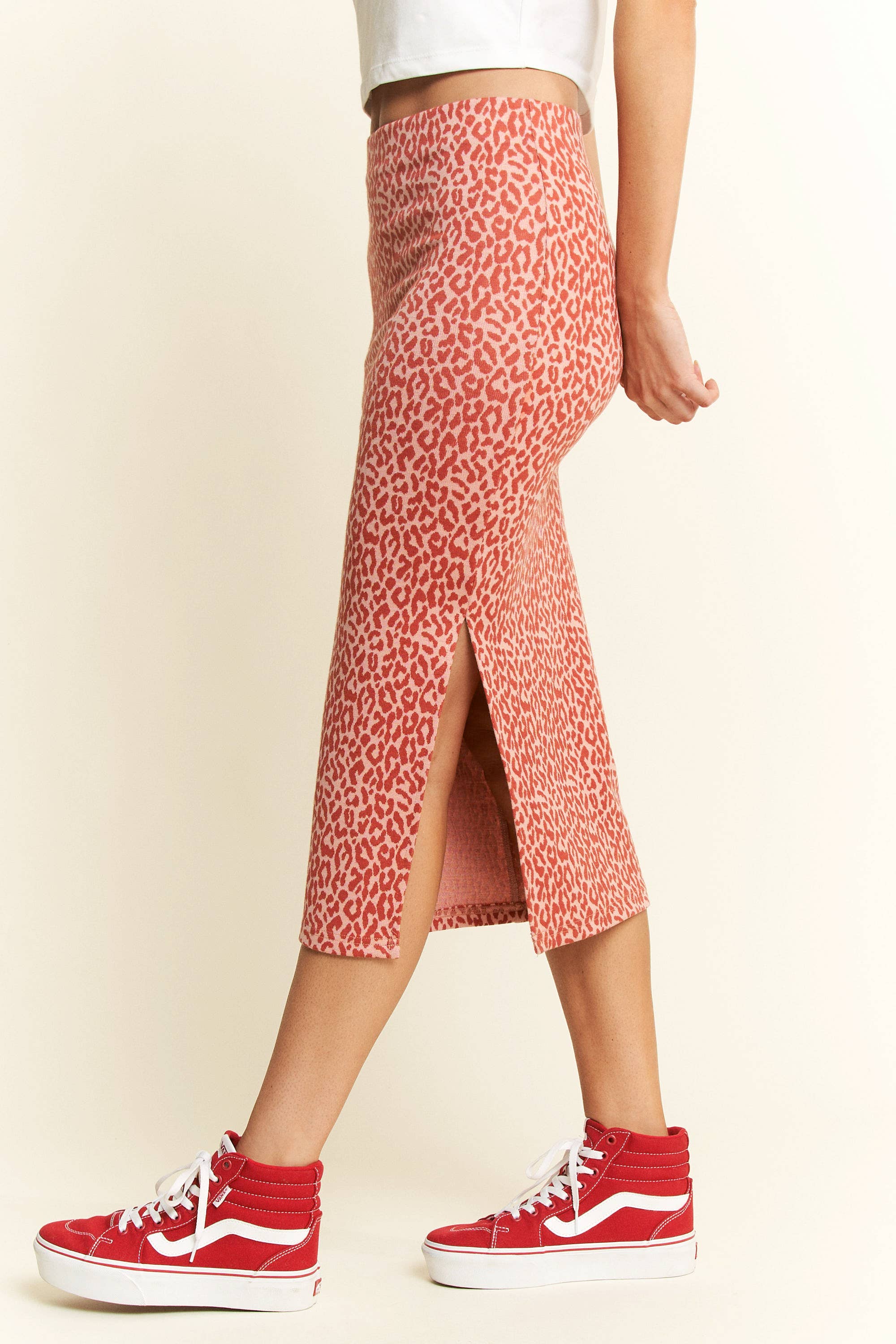 ANIMAL PRINT THIGH SLIT MIDI SKIRT, photo 4 of 7