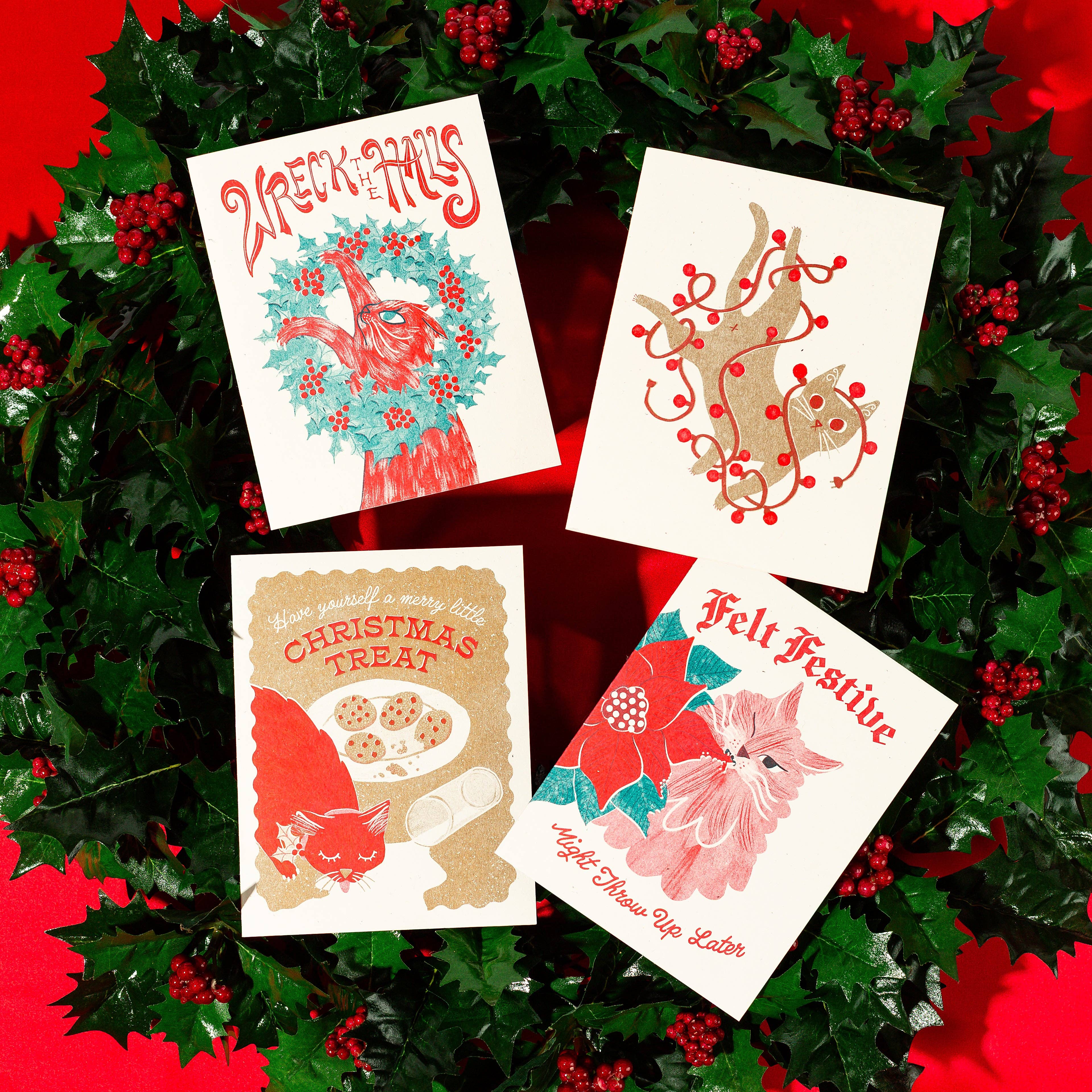 Felt Festive - Risograph Holiday Card, photo 3 of 5