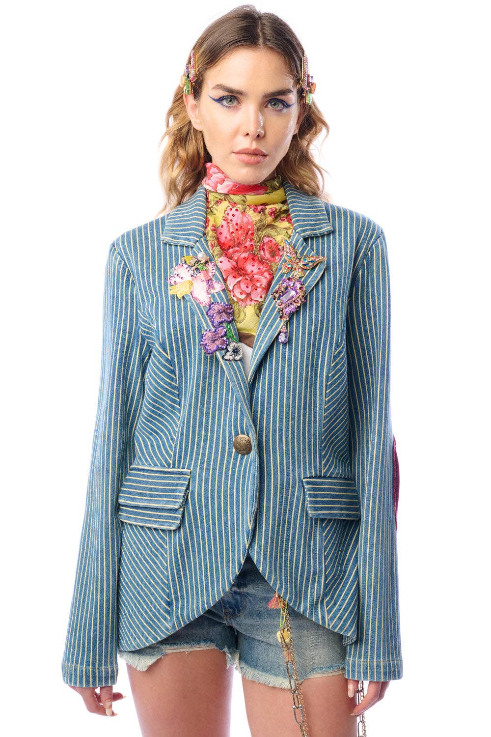 Stripe Denim Blazer, photo 1 of 8