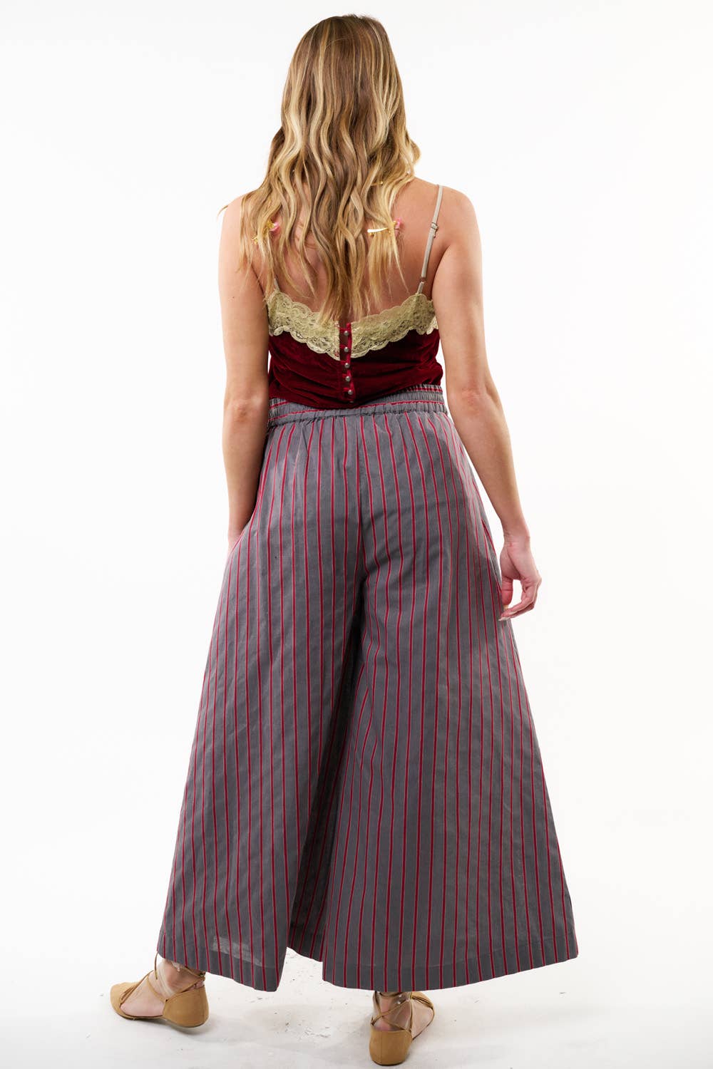 Gray | Red Stripe Wide Leg Pants, photo 7 of 8
