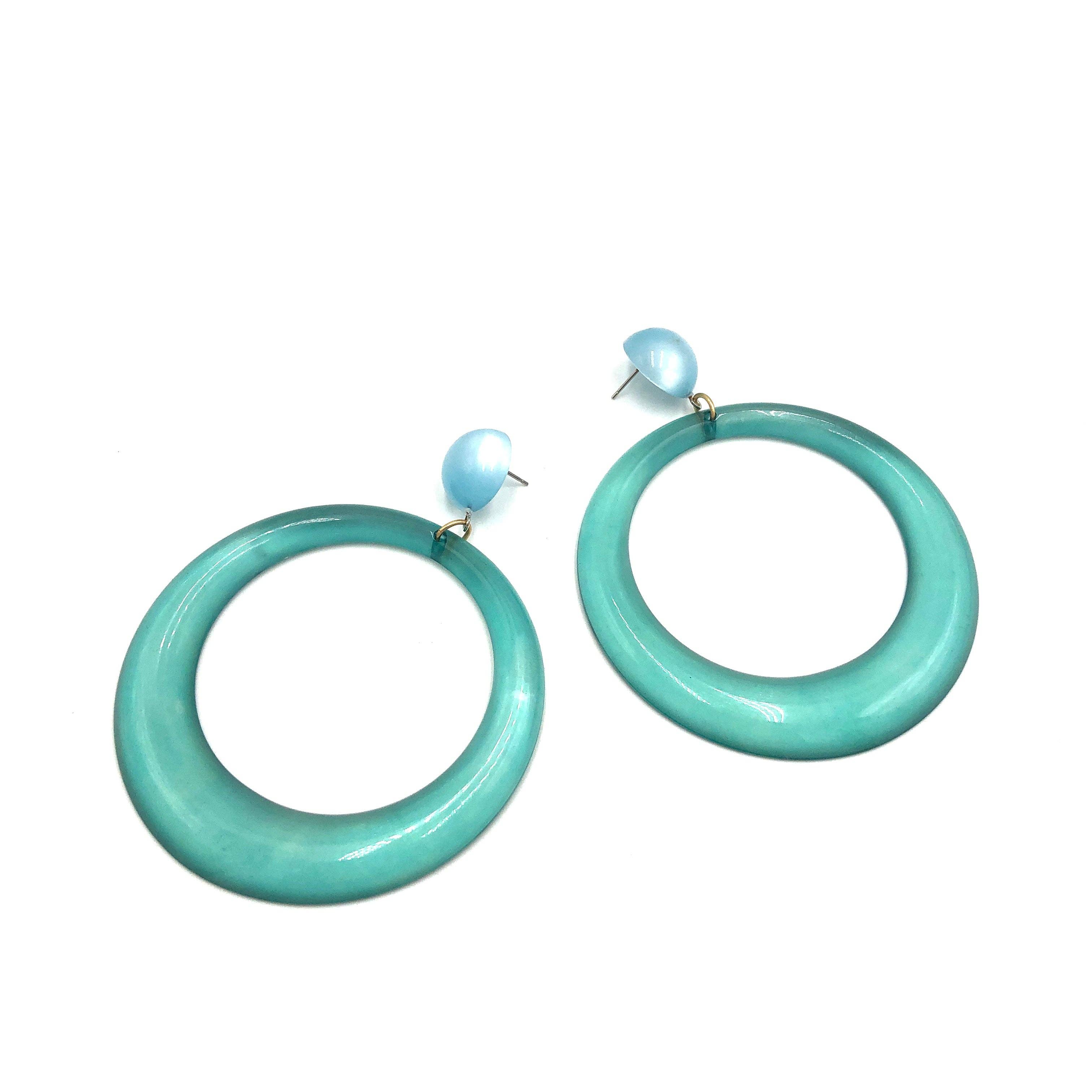 Teal & Turquoise Moonglow Iris Earrings, photo 3 of 4