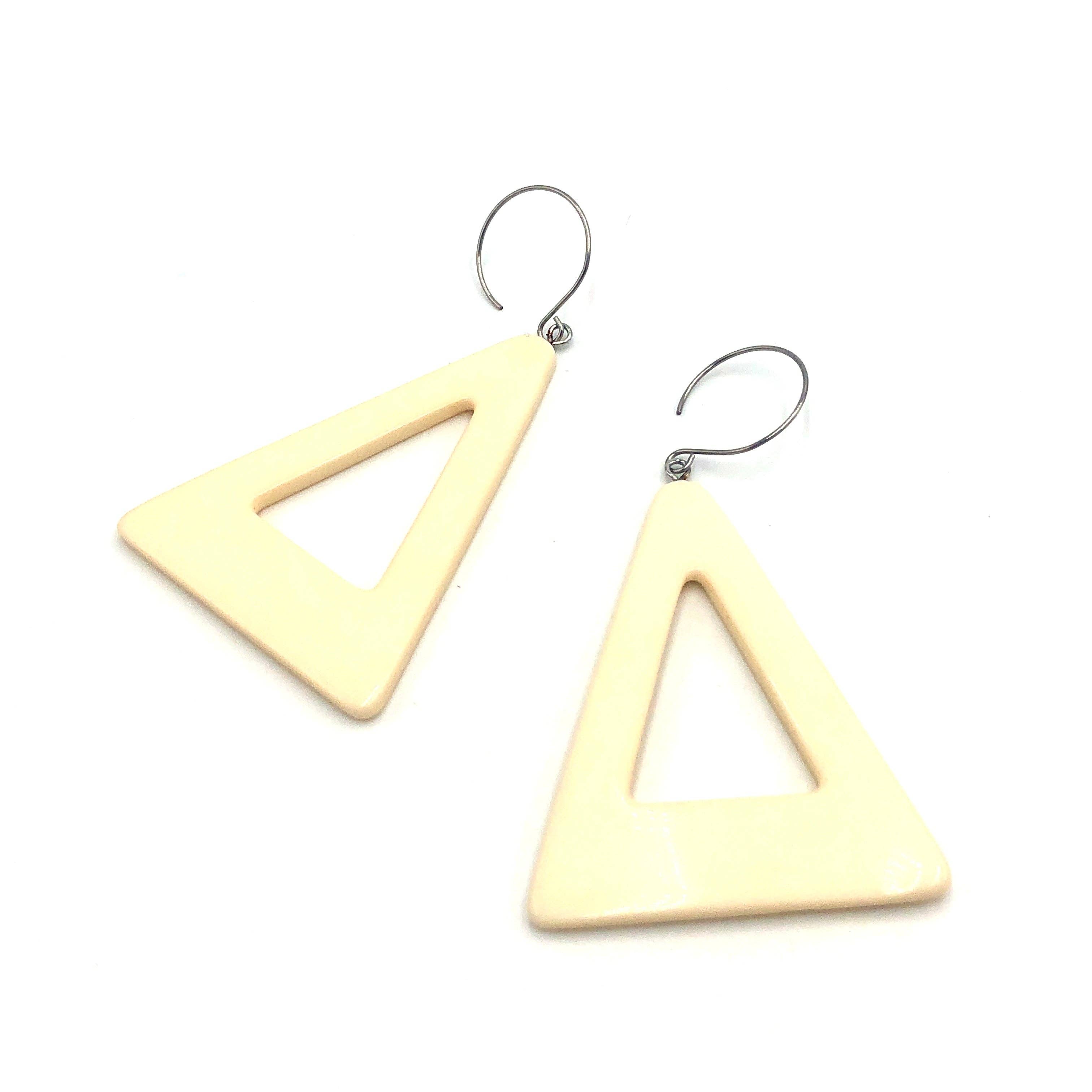 Cream Jumbo Triangle Drop Earrings, photo 2 of 5