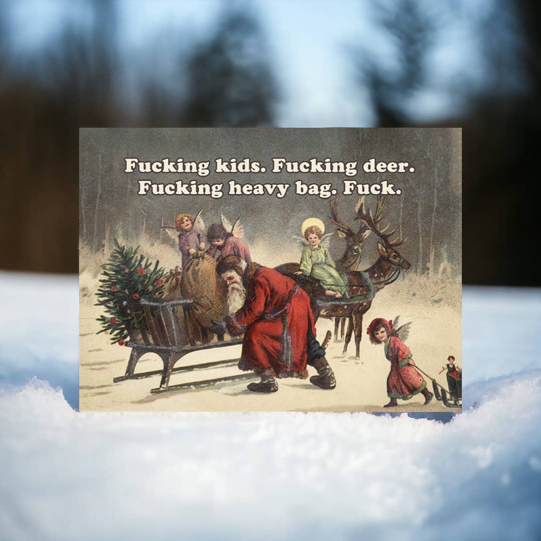 Grumpy Santa Funny Vintage Christmas Card, photo 4 of 4