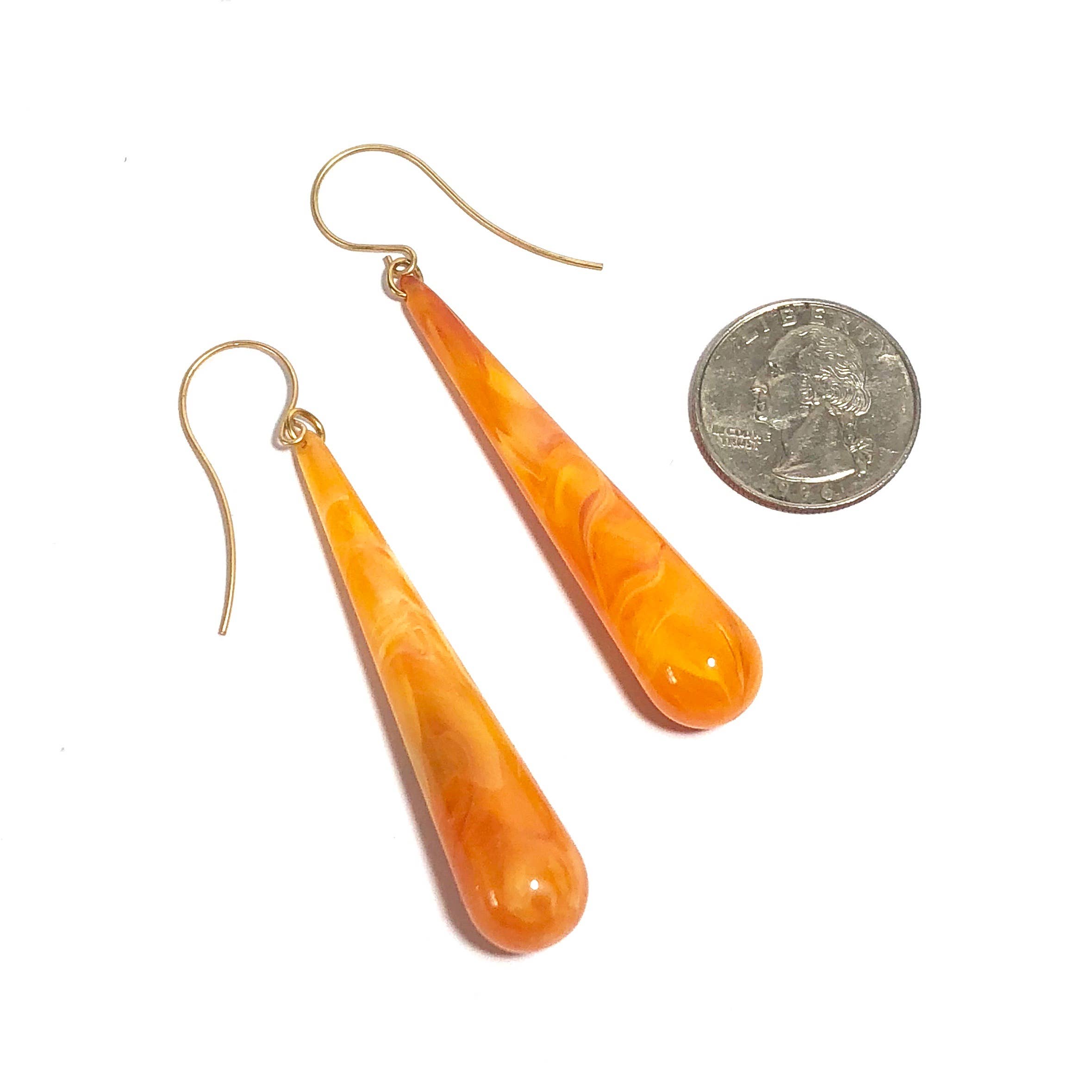 Honey Amber Long Teardrop Earrings, photo 4 of 8