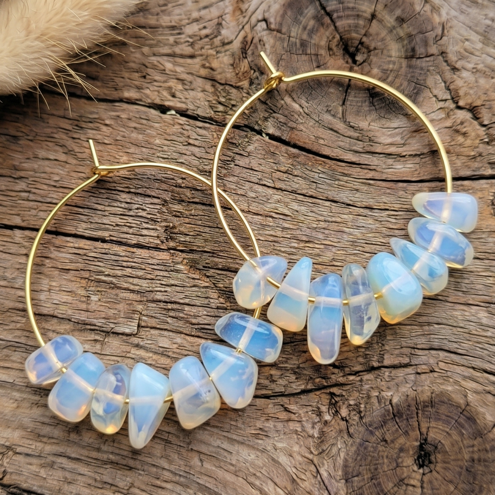 Opalite Chip Hoops– 18k Gold, photo 1 of 3