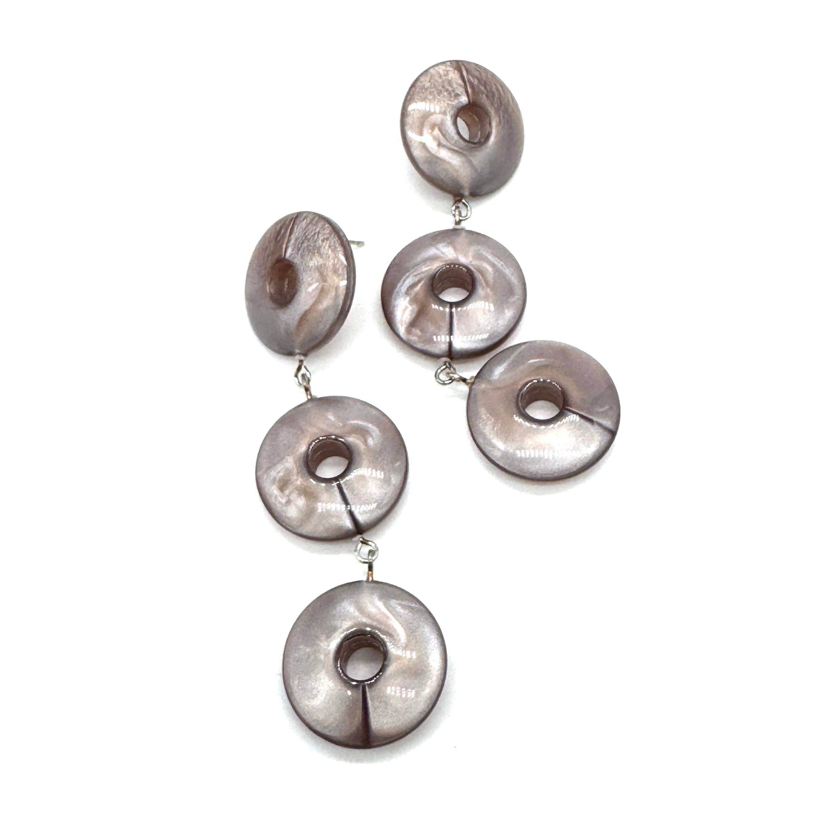 Taupe Aura Glow Tri Dot Donut Earrings, photo 1 of 3