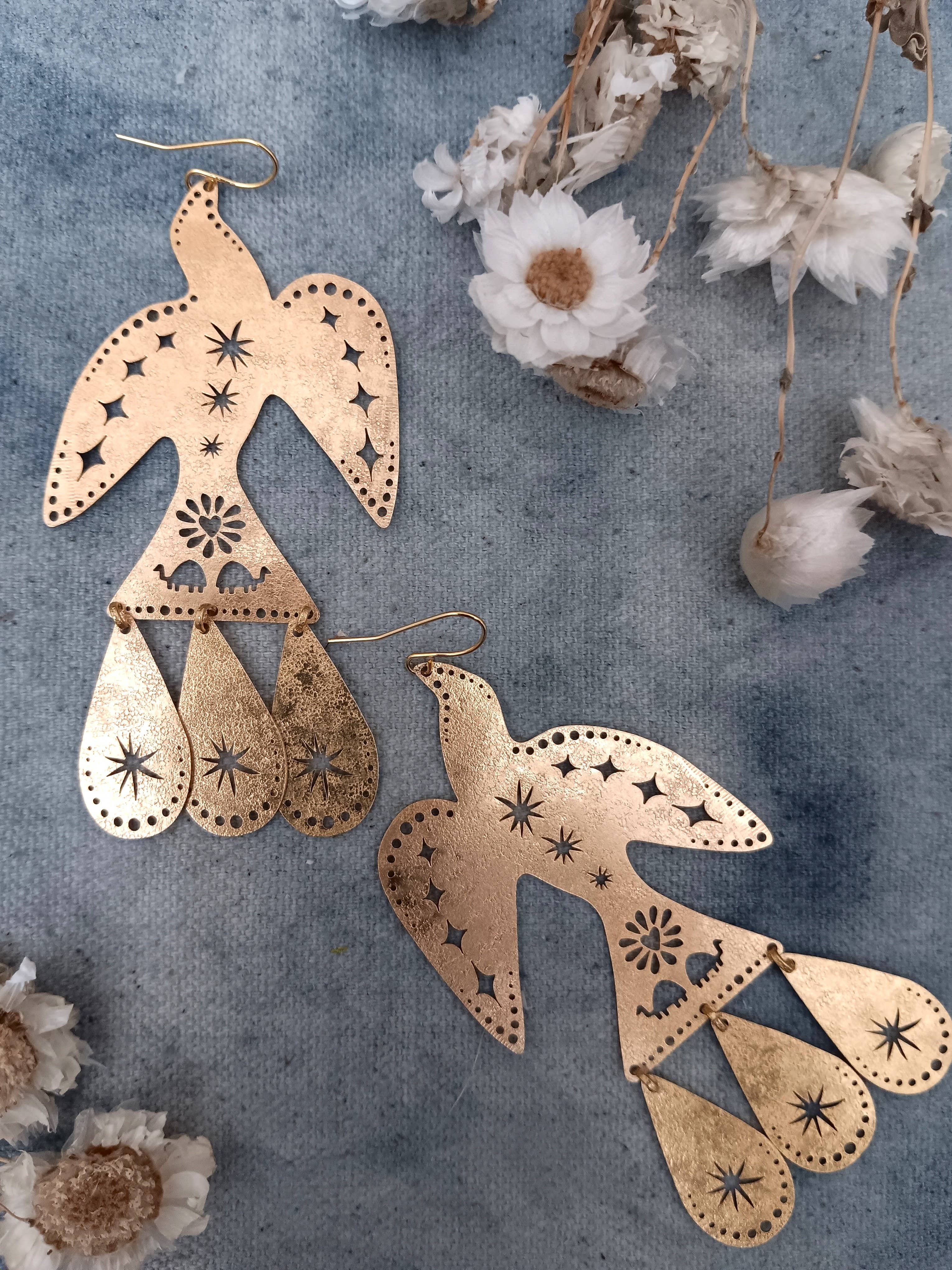Eagle Brass Earrings, photo 3 of 3