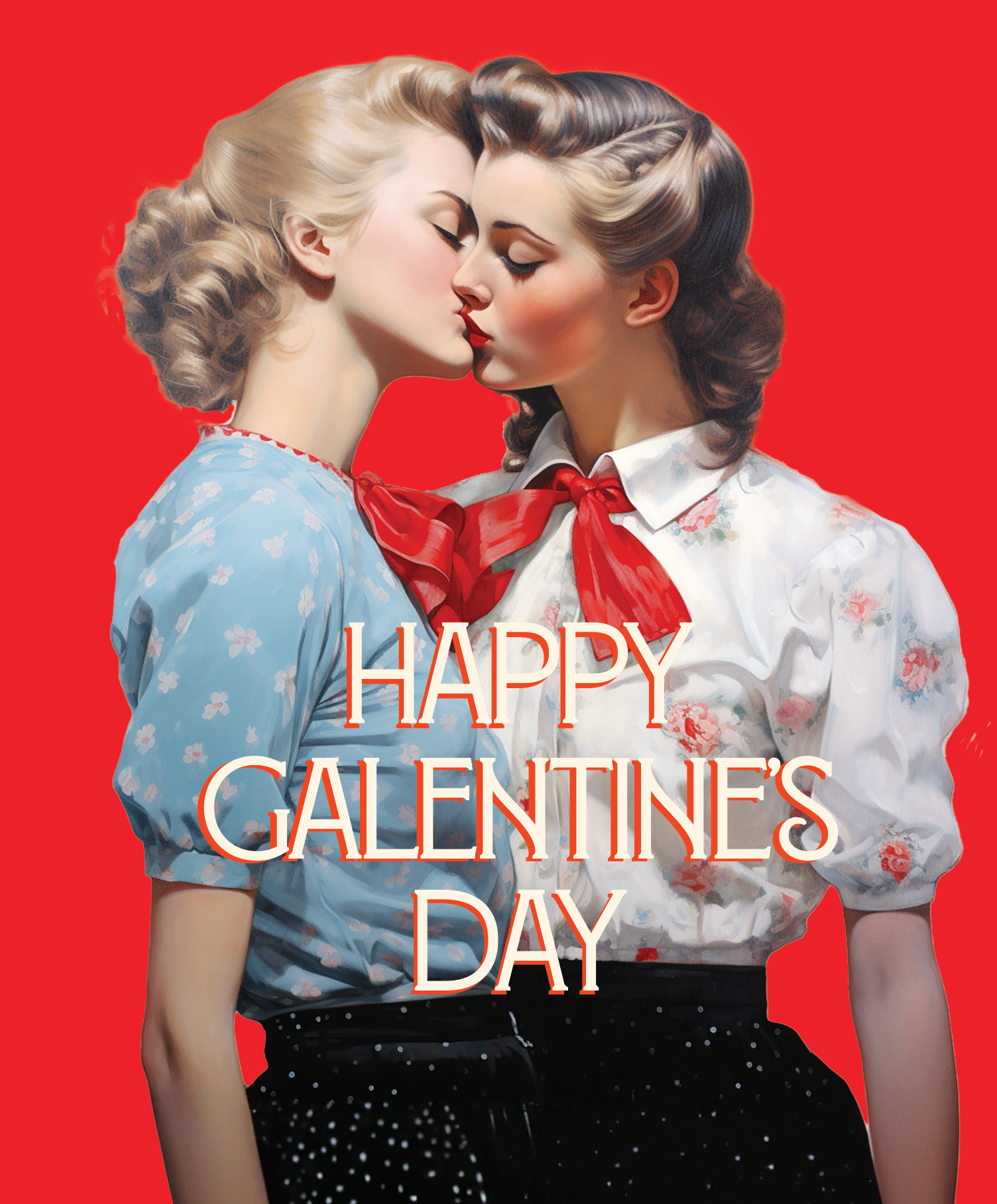 GALENTINE KISS! valentine lgbtq card, photo 3 of 4