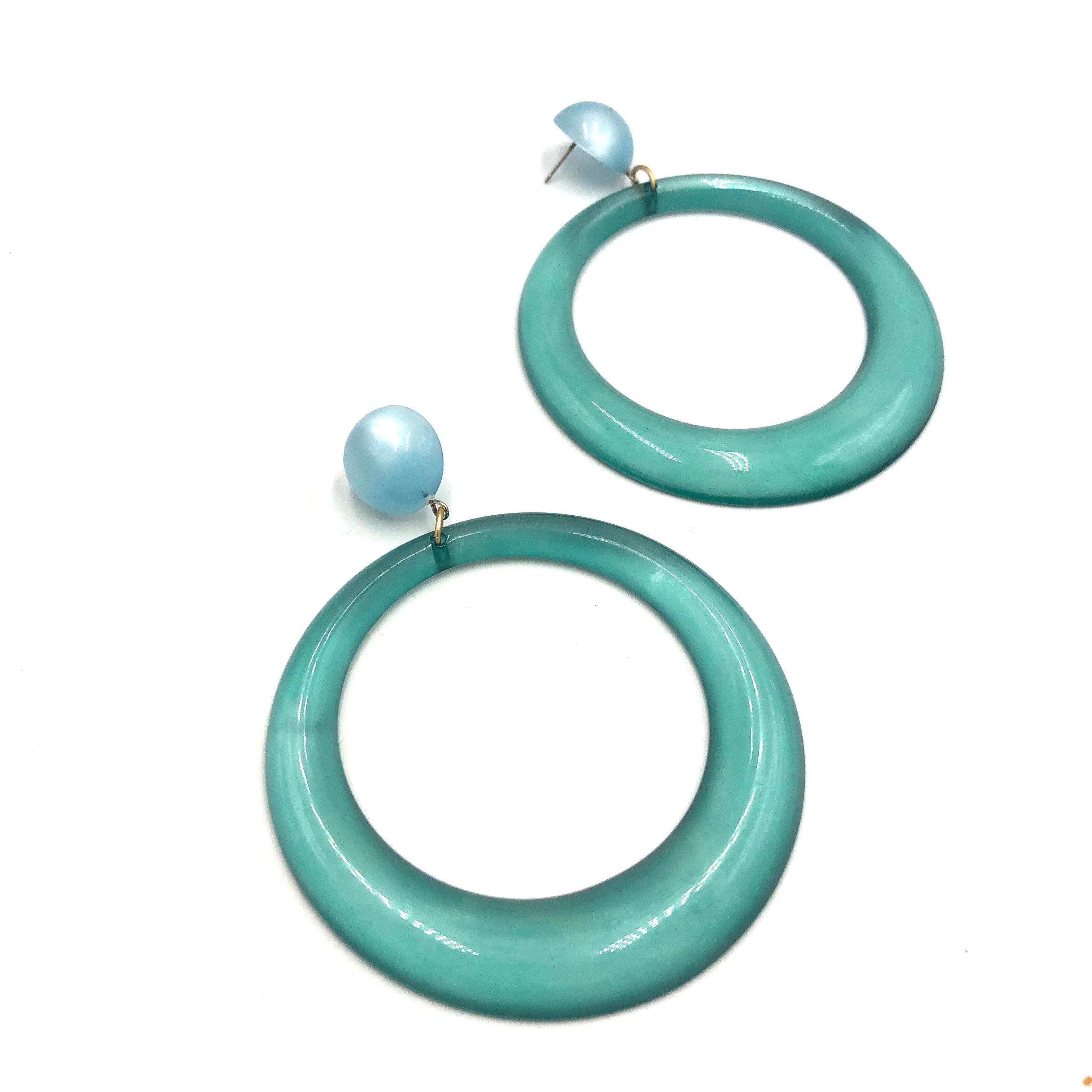 Teal & Turquoise Moonglow Iris Earrings, photo 1 of 4