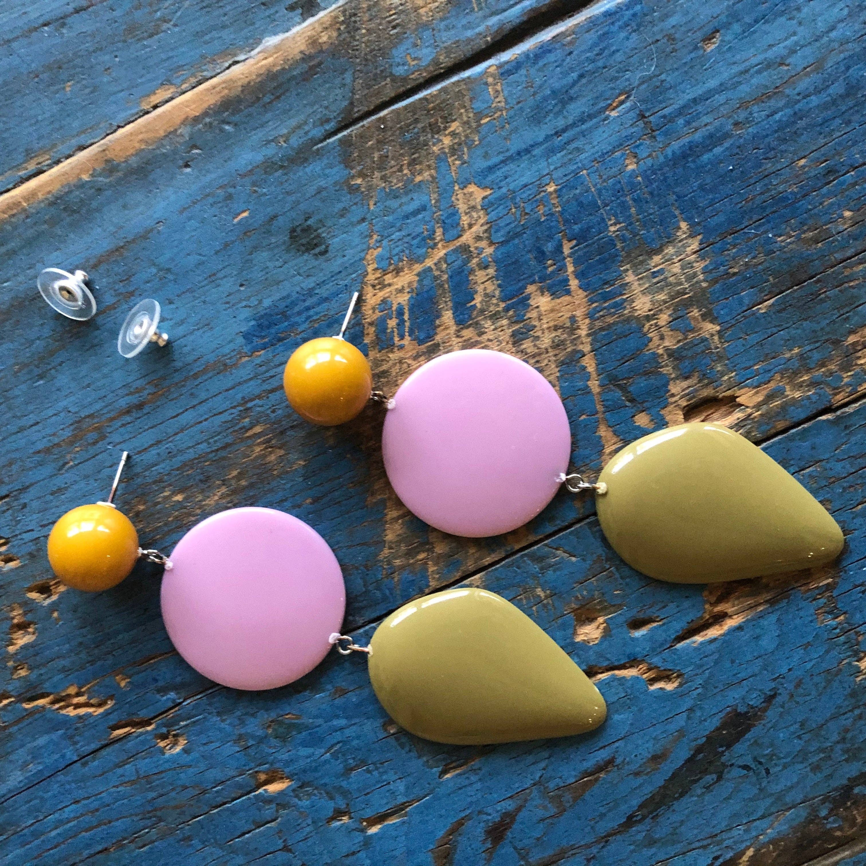 Olive & Lilac Avocado Triple Drop Statement Earrings, photo 6 of 7