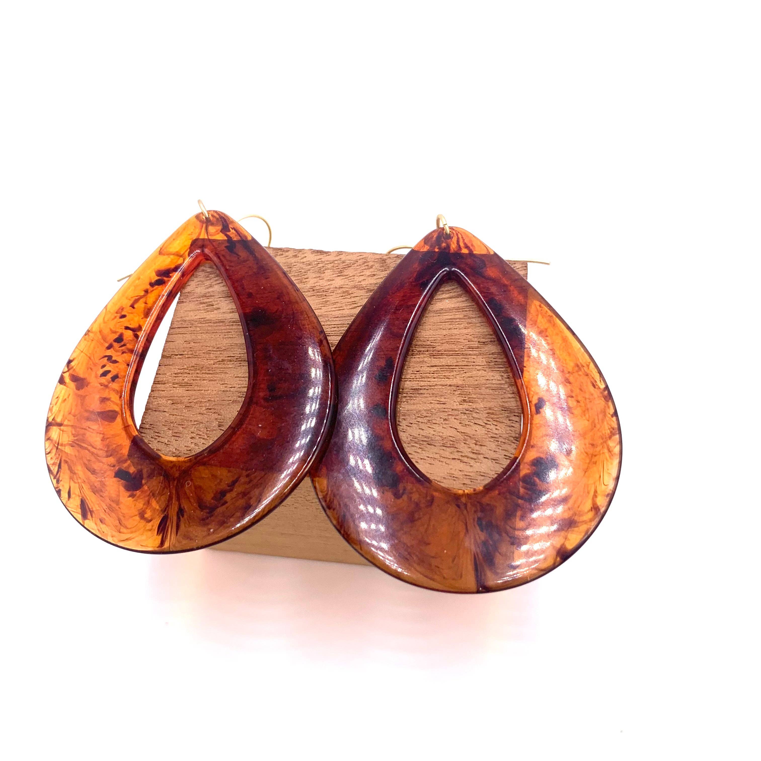 Tortoise Jumbo Teardrop Earrings, photo 4 of 5