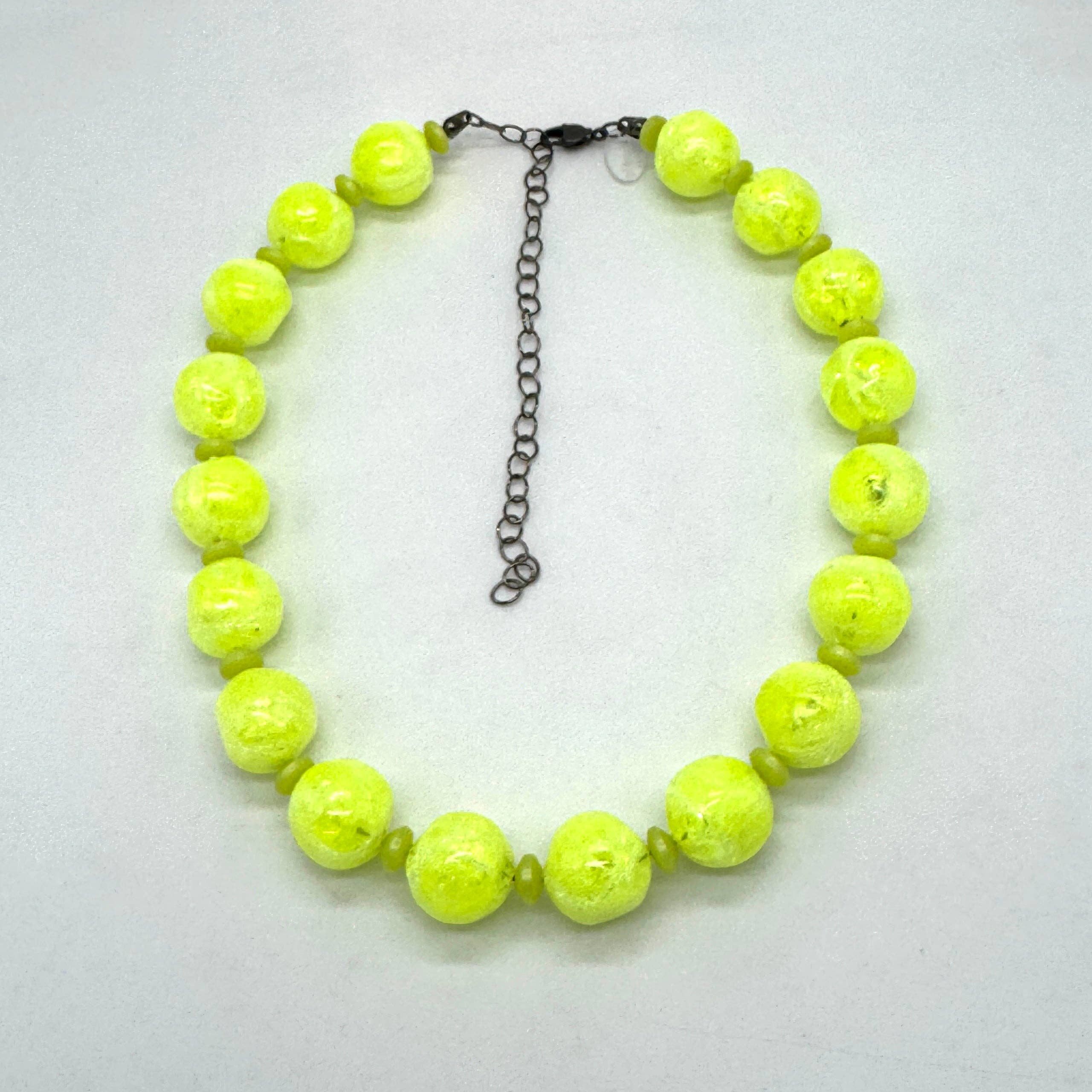 Neon Yellow Crackle Marco Necklace, photo 8 of 8