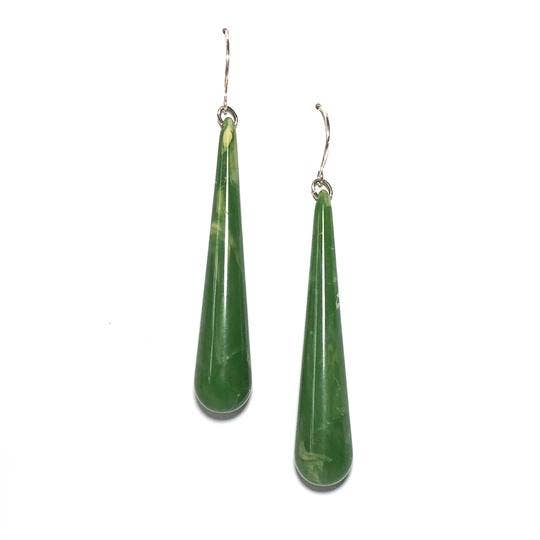 Jade Green Frosted Long Teardrop Earrings, photo 1 of 4