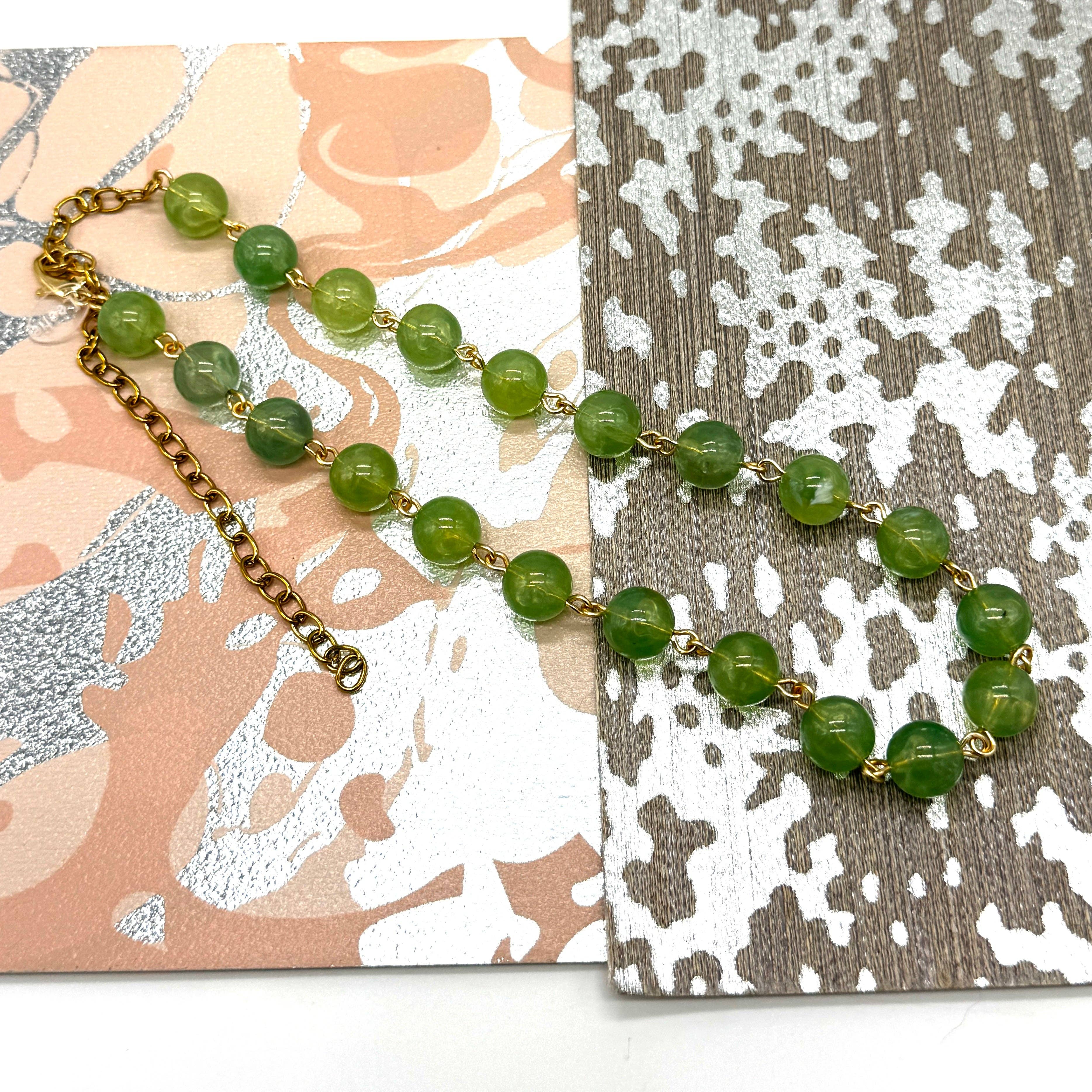 Sage Green Marbled Amelia Necklace, photo 5 of 6