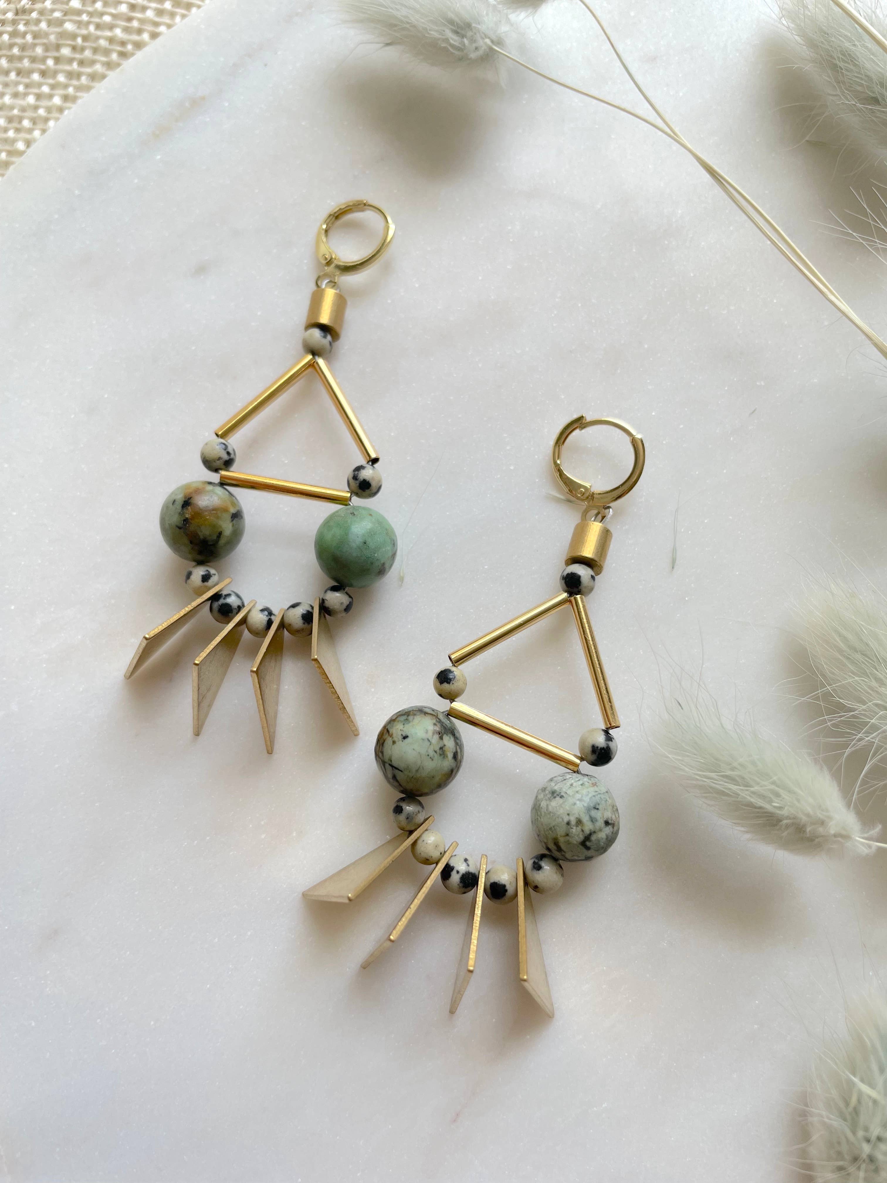 The Sylvi Earring - Large Turquoise Spike Statement Earrings, photo 1 of 8