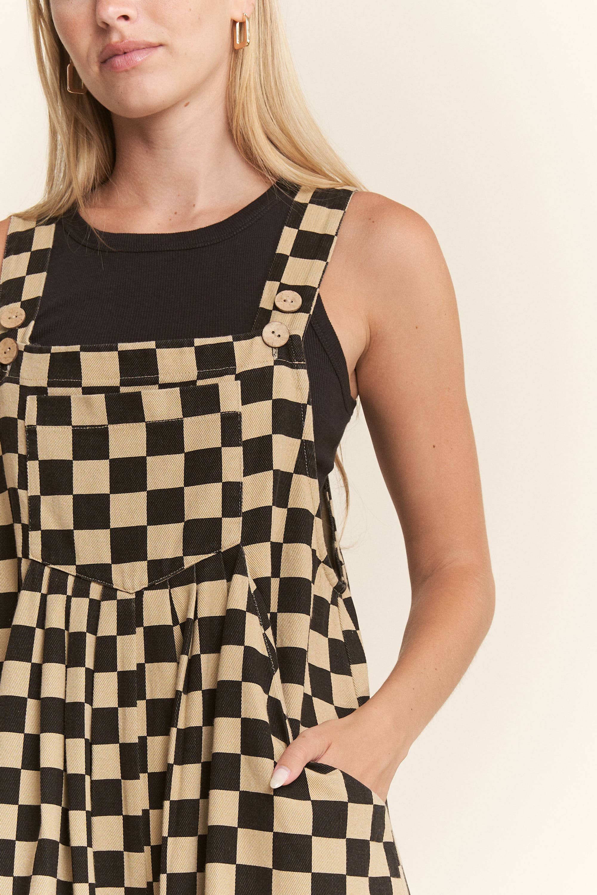 CHECKERED WIDE LEG OVERALLS, photo 5 of 8