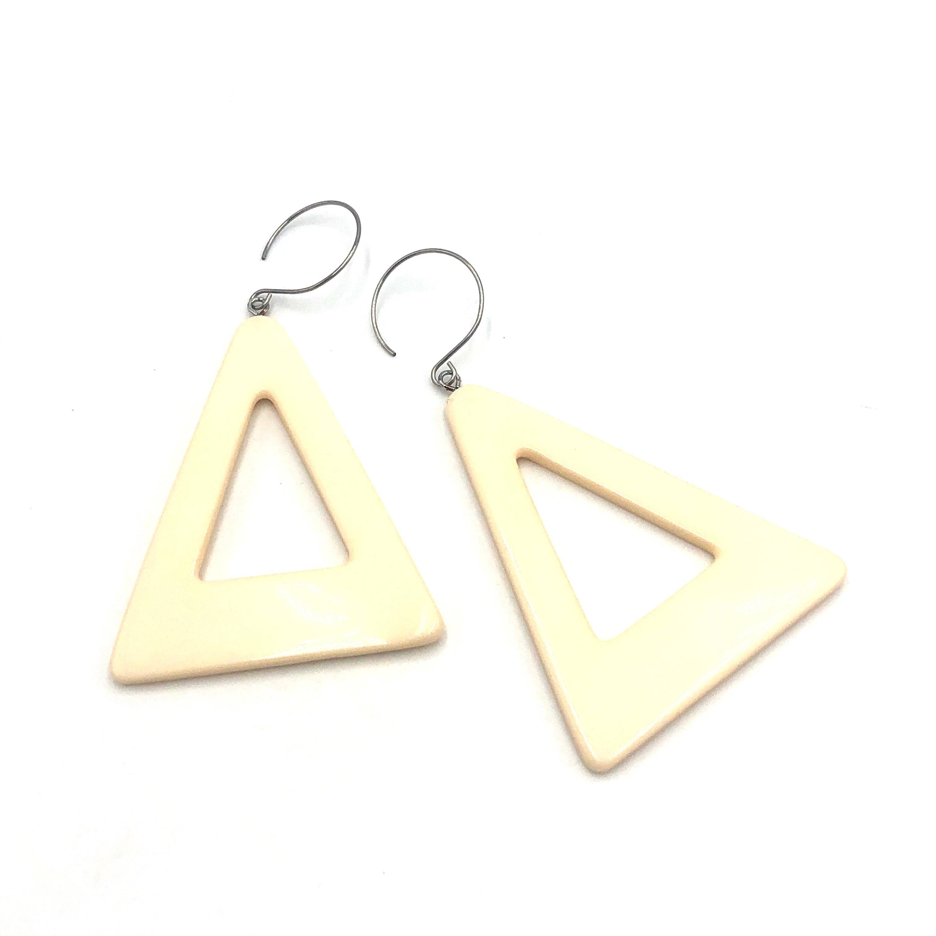 Cream Jumbo Triangle Drop Earrings, photo 1 of 5