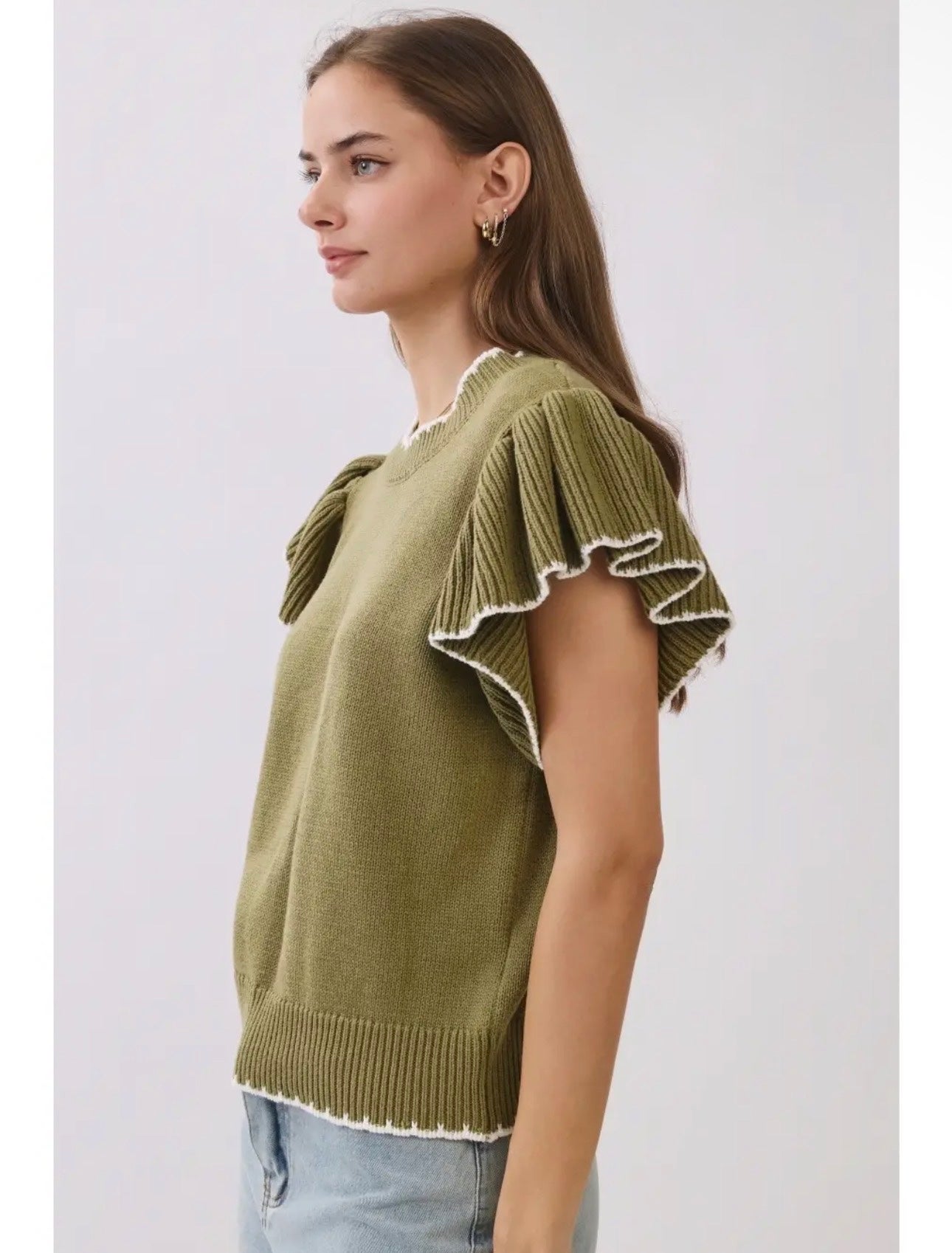 Knit Top w/Ruffle Sleeves - Pistachio, photo 2 of 2