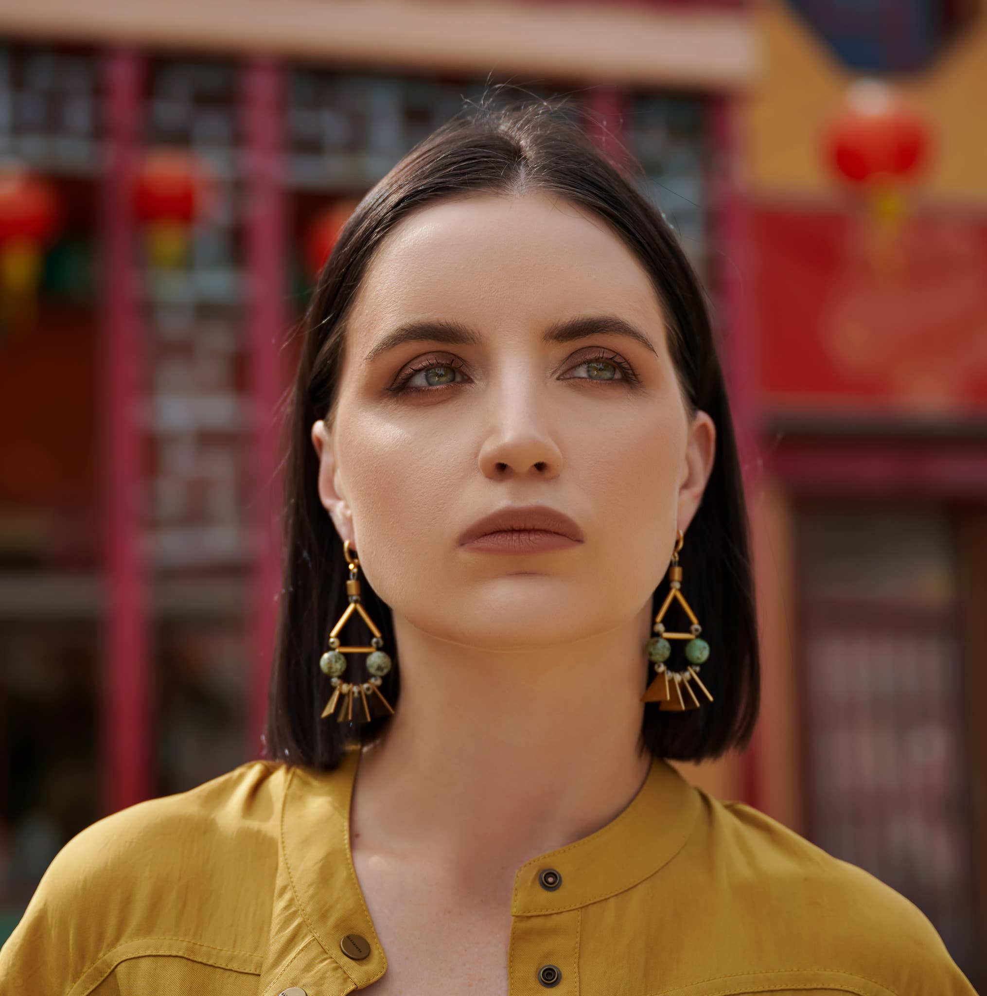 The Sylvi Earring - Large Turquoise Spike Statement Earrings, photo 4 of 8