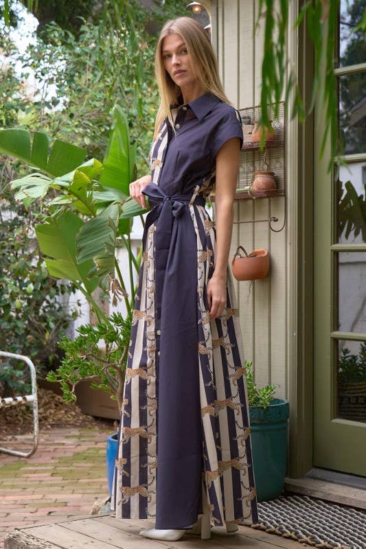 LEOPARD STRIPE PANEL SHIRT DRESS, photo 2 of 4