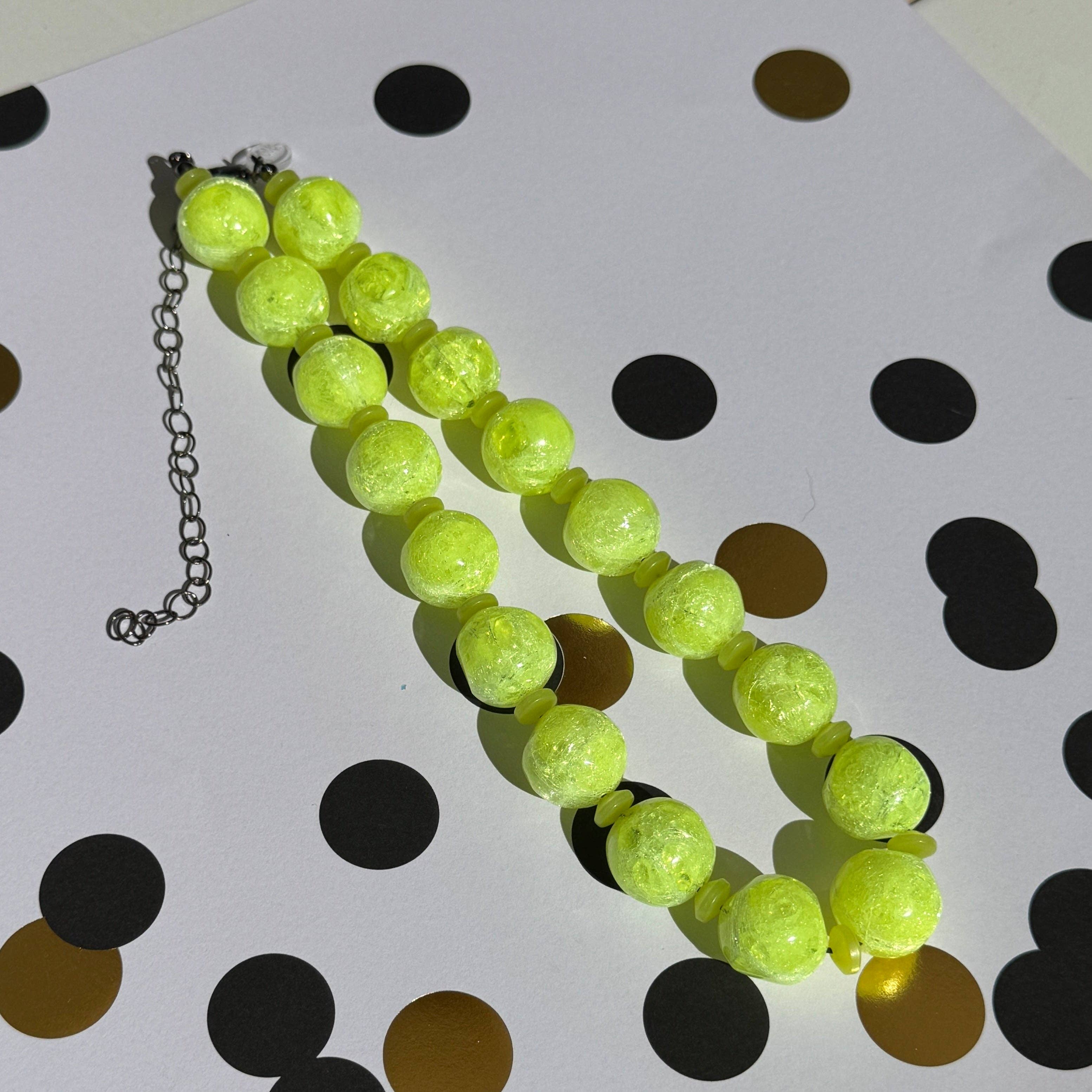 Neon Yellow Crackle Marco Necklace, photo 7 of 8