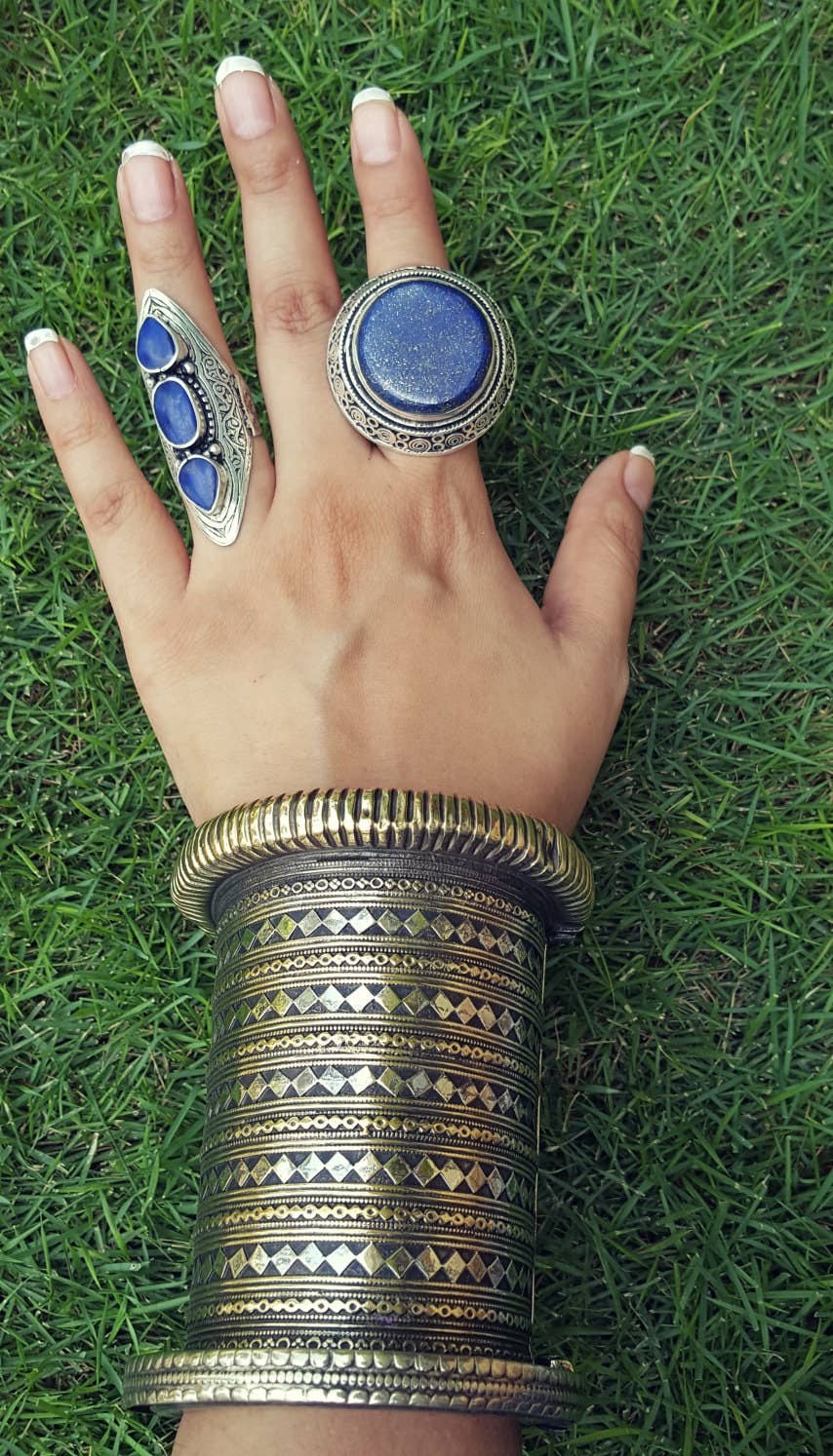 Afghan Lapis Lazuli Silver Saddle Ring, photo 7 of 8