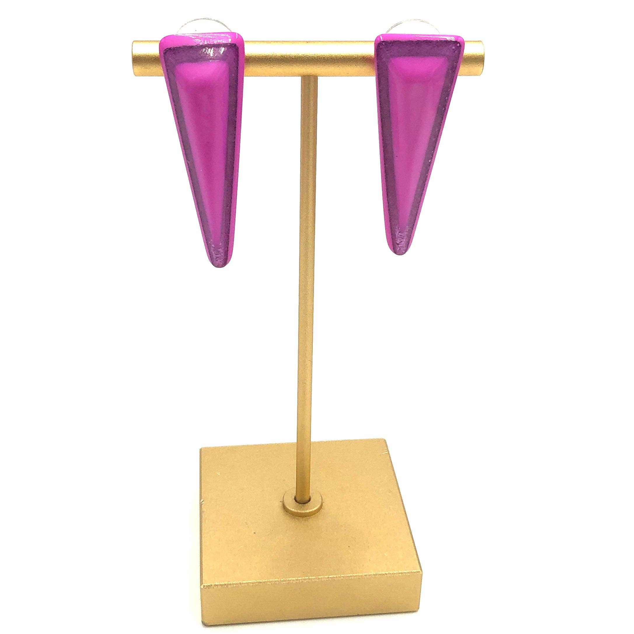 Hot Pink Sparkle Trio Stud Earrings, photo 2 of 2