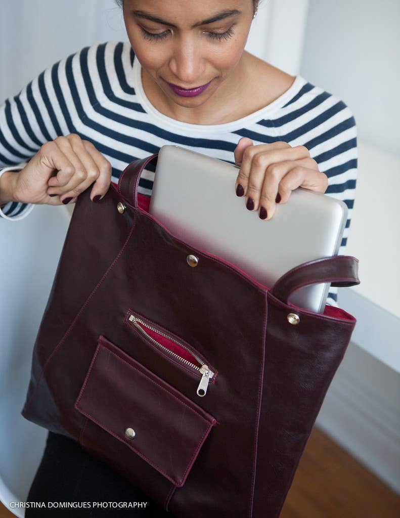 Metier Tote for laptops Machine Washable Bags made in USA - Wine, photo 1 of 7