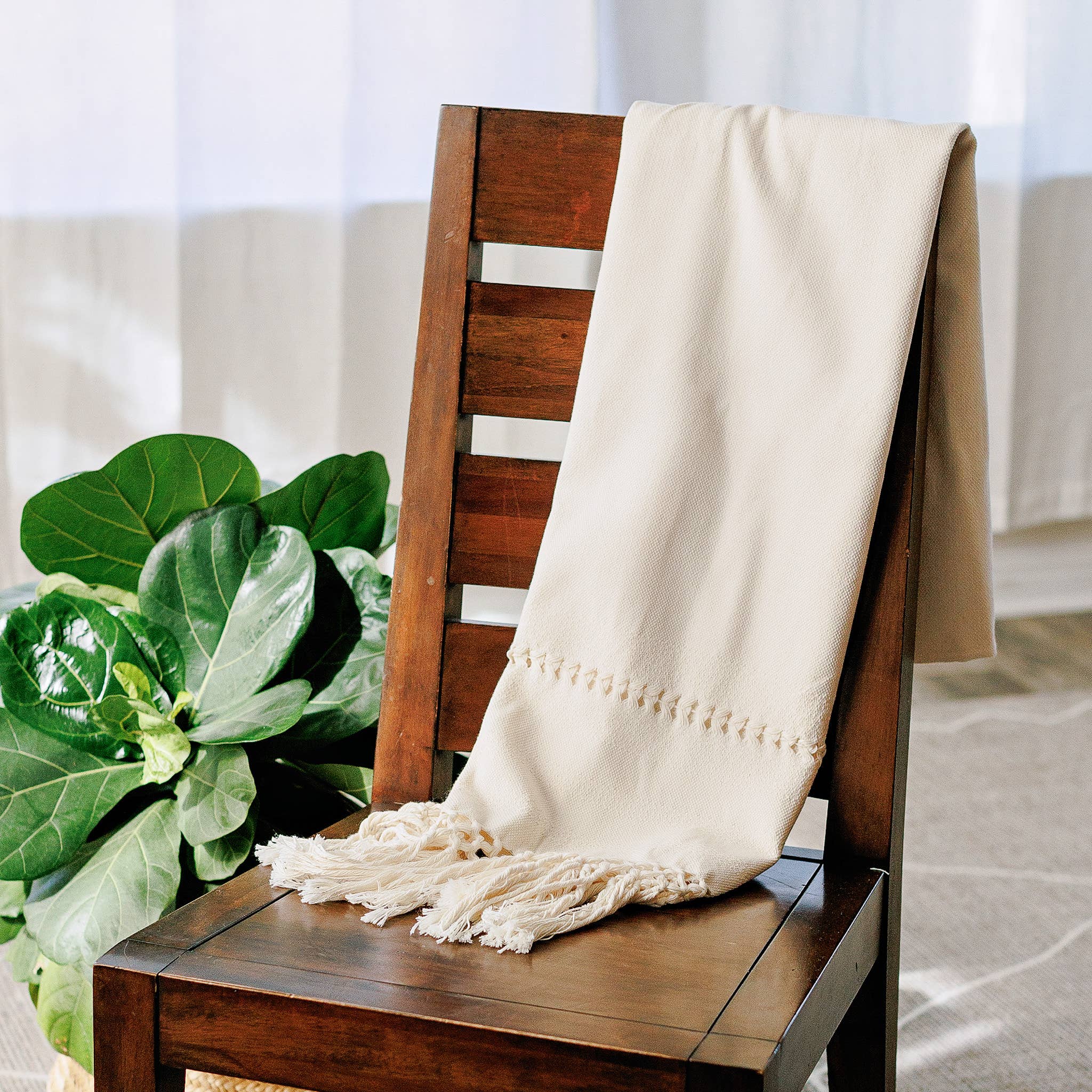 Handwoven Organic Cotton Shawl Wrap - Natural Cotton, photo 4 of 8