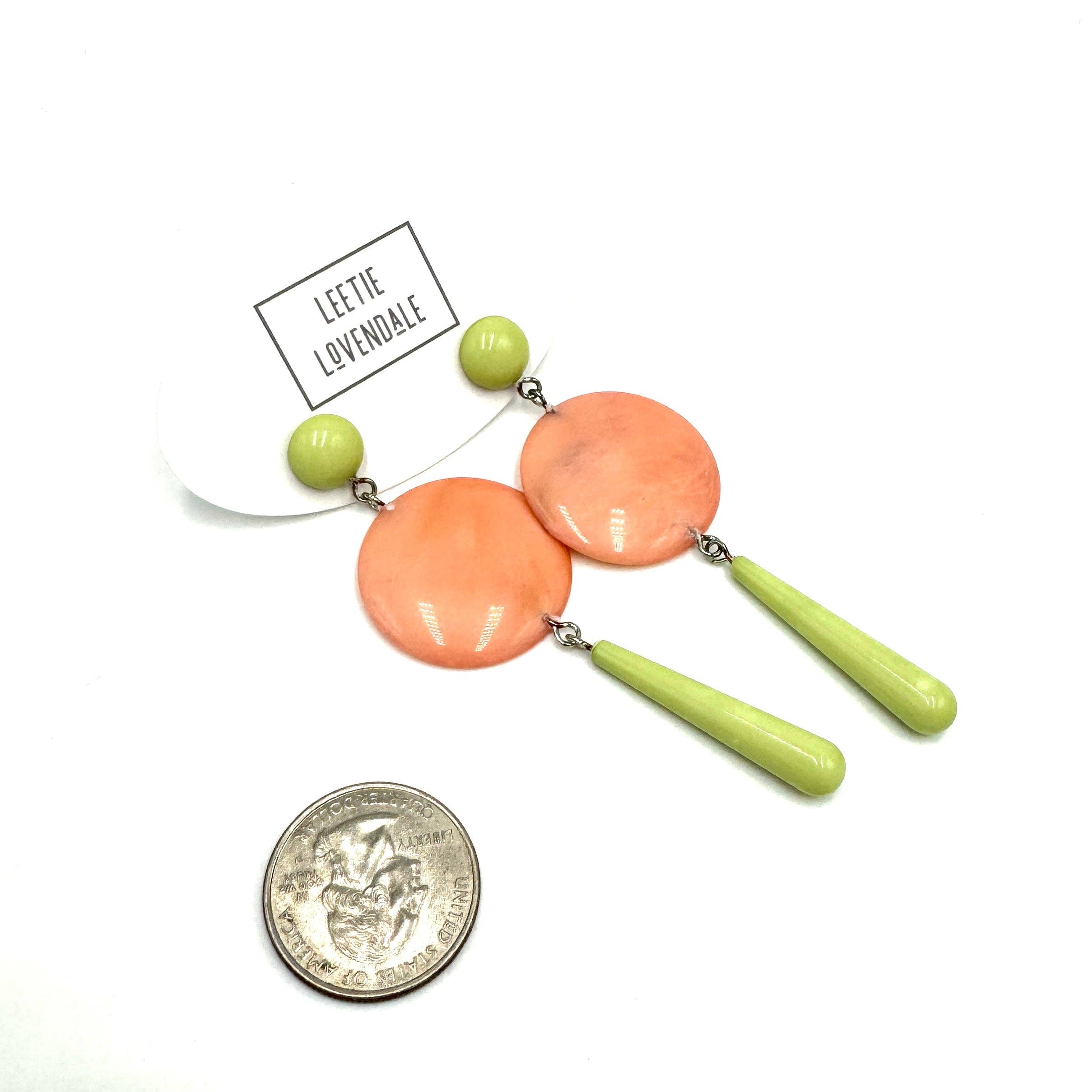 Retro Gigi Statement Earrings Mint Peach, photo 1 of 2