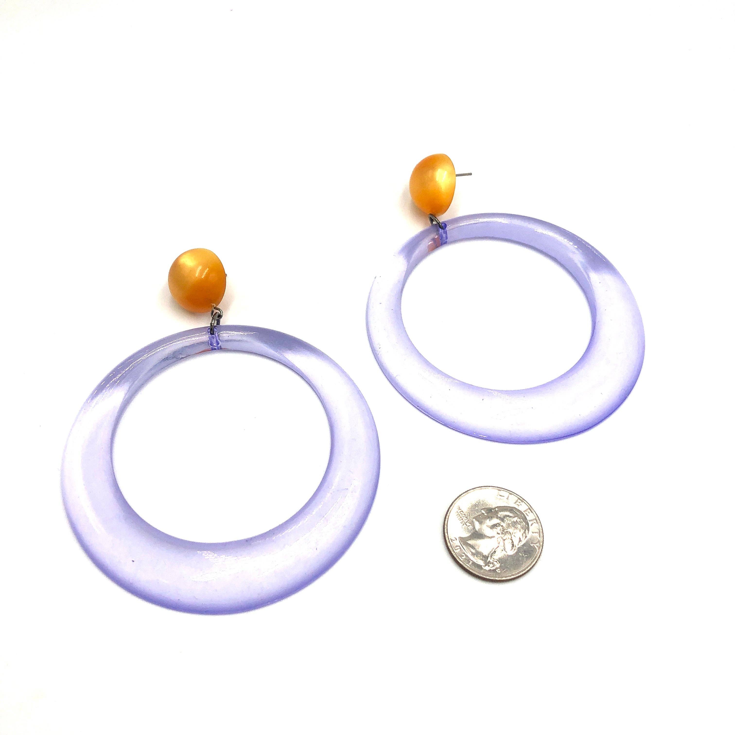 Periwinkle & Tangerine Moonglow Iris Earrings, photo 3 of 4