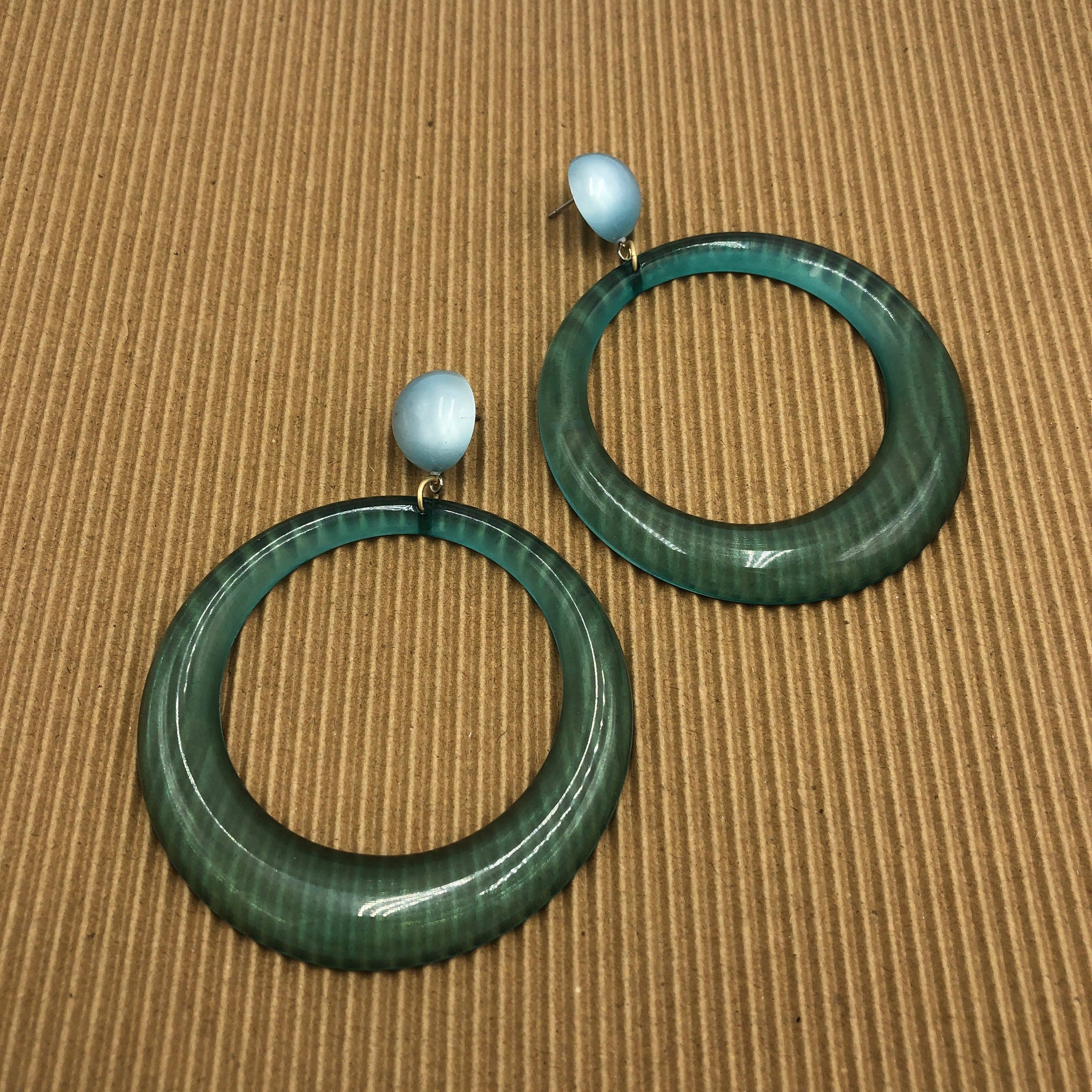 Teal & Turquoise Moonglow Iris Earrings, photo 4 of 4