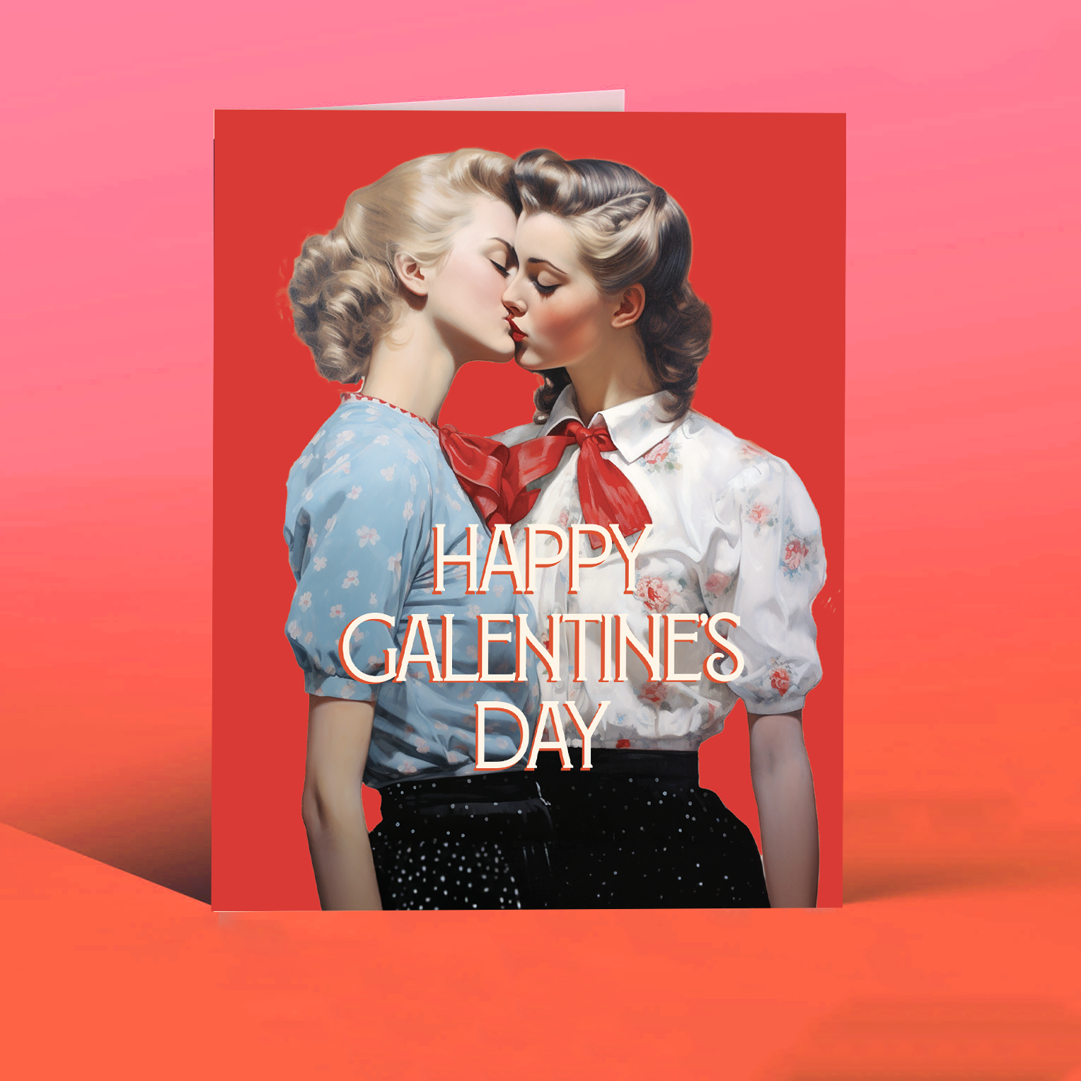 GALENTINE KISS! valentine lgbtq card, photo 2 of 4