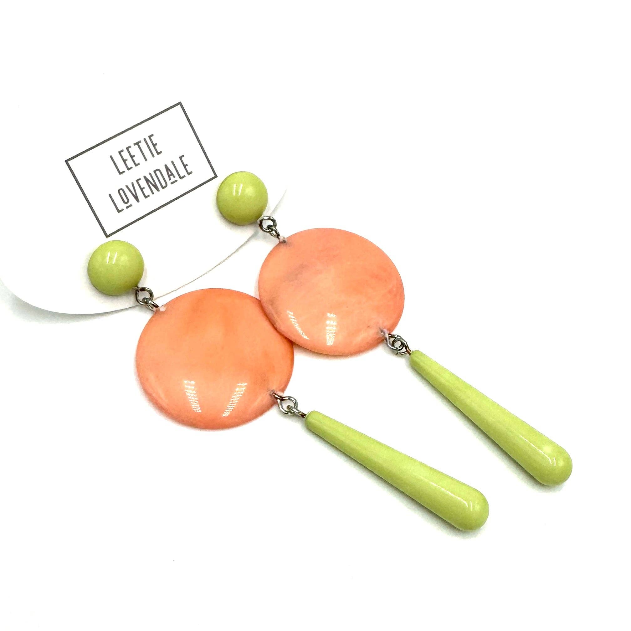 Retro Gigi Statement Earrings Mint Peach, photo 2 of 2
