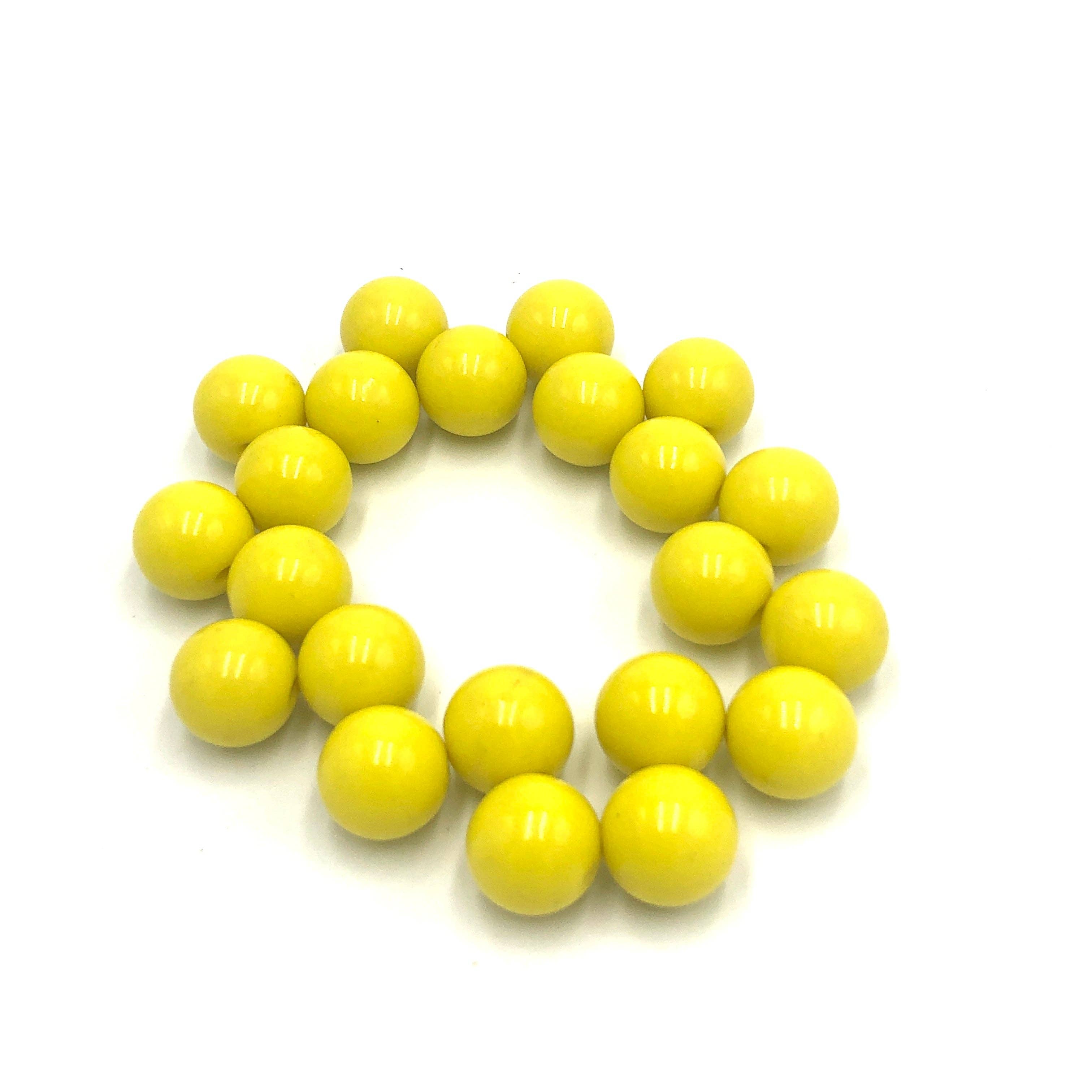 Chunky Button Stackable Stretch Bracelet Yellow