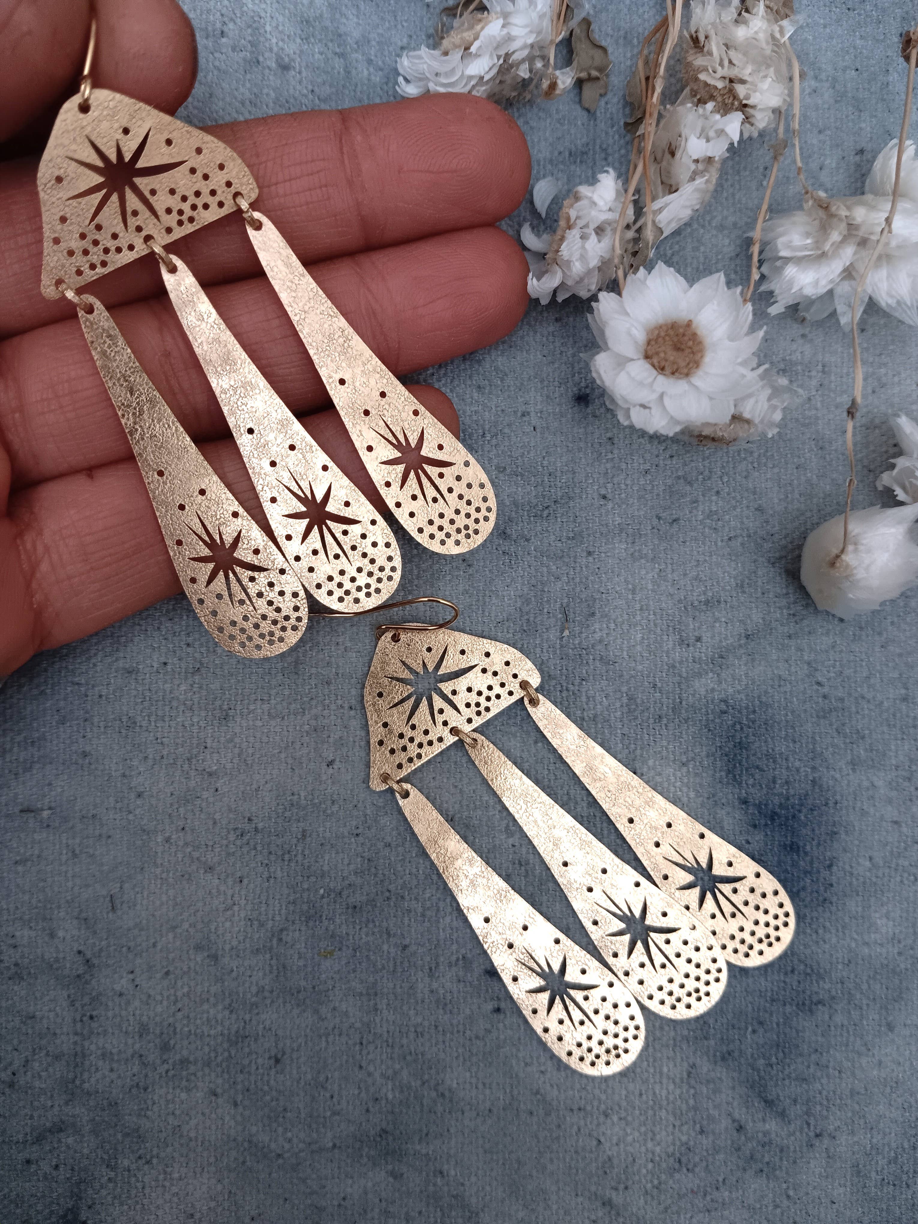Stars,Brass Earrings, photo 3 of 3