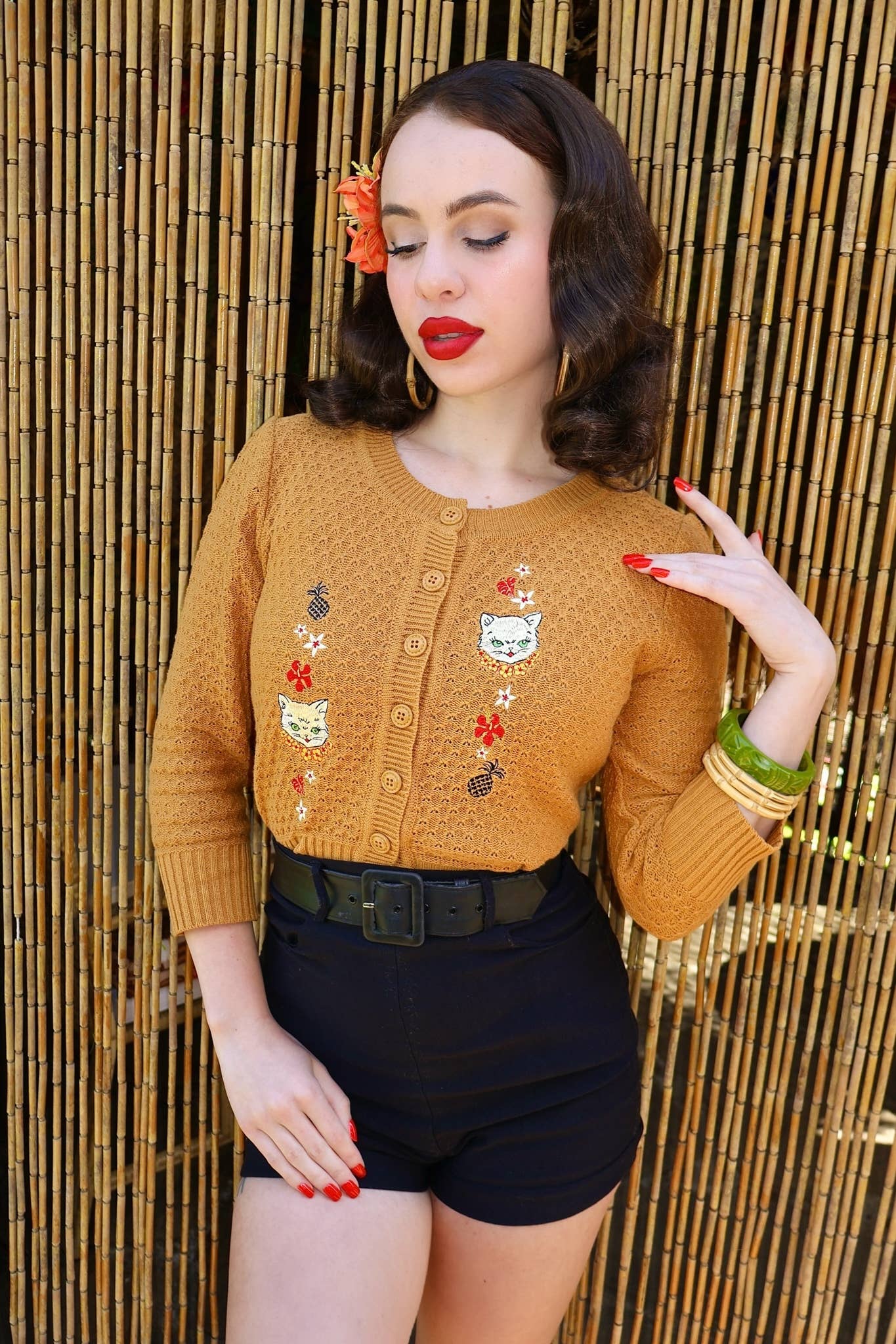 Aloha Cats Cardi in Bronze, photo 7 of 8