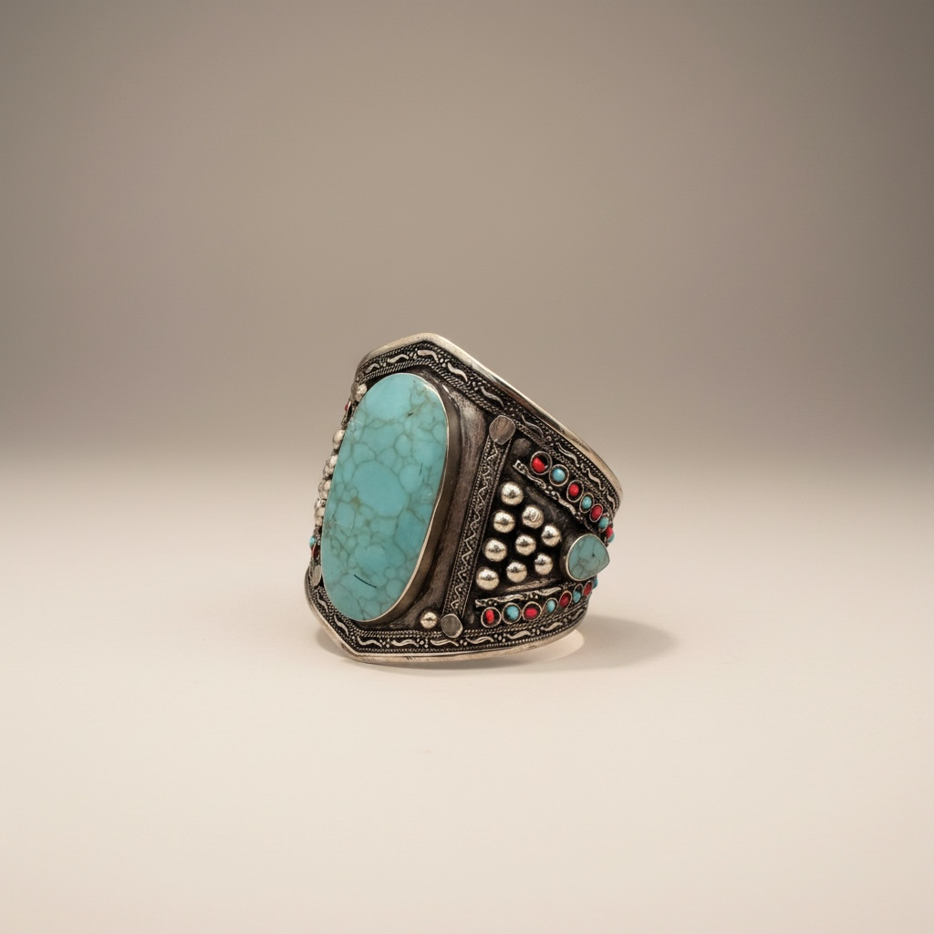 Turquoise silver cuff, photo 1 of 3