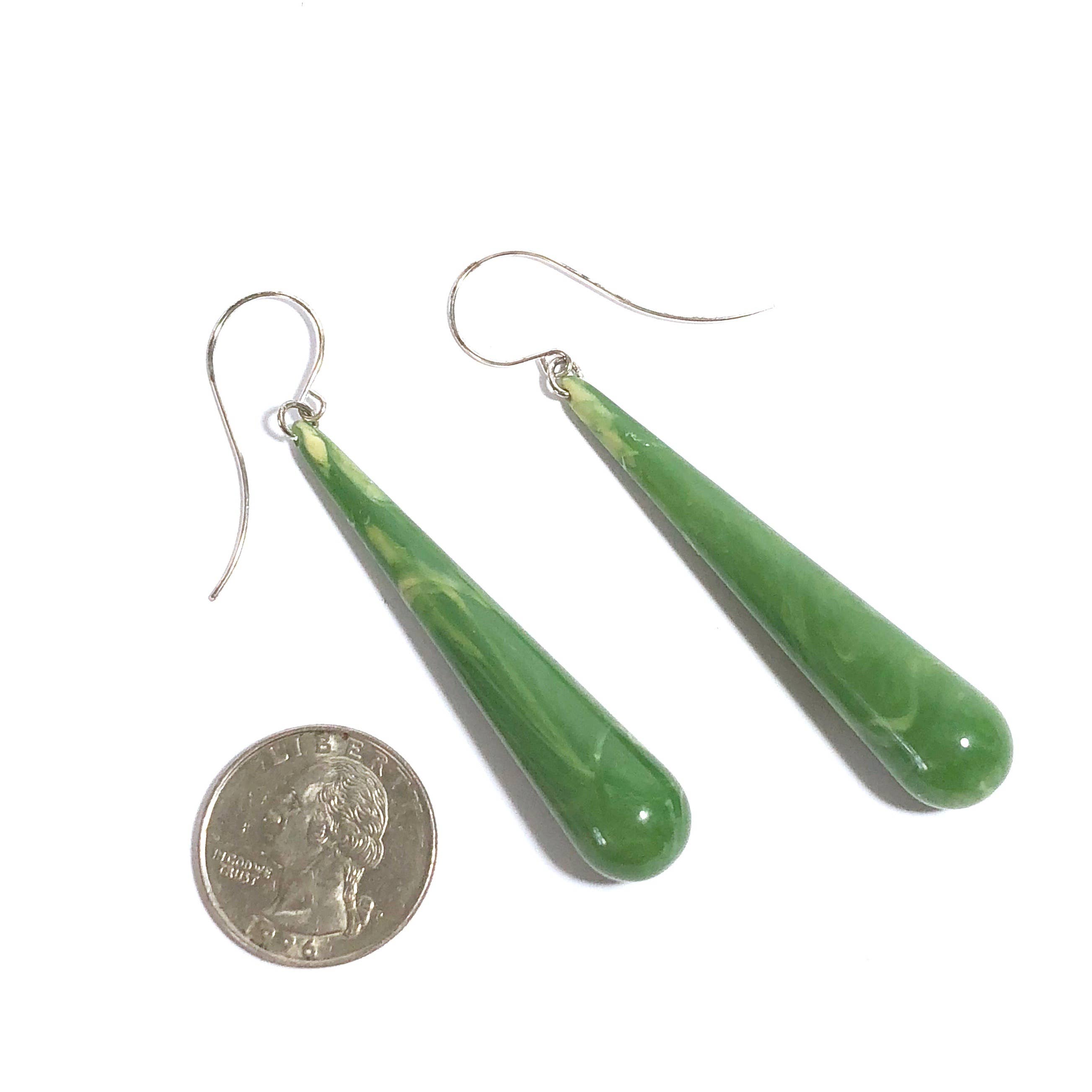 Jade Green Frosted Long Teardrop Earrings, photo 3 of 4
