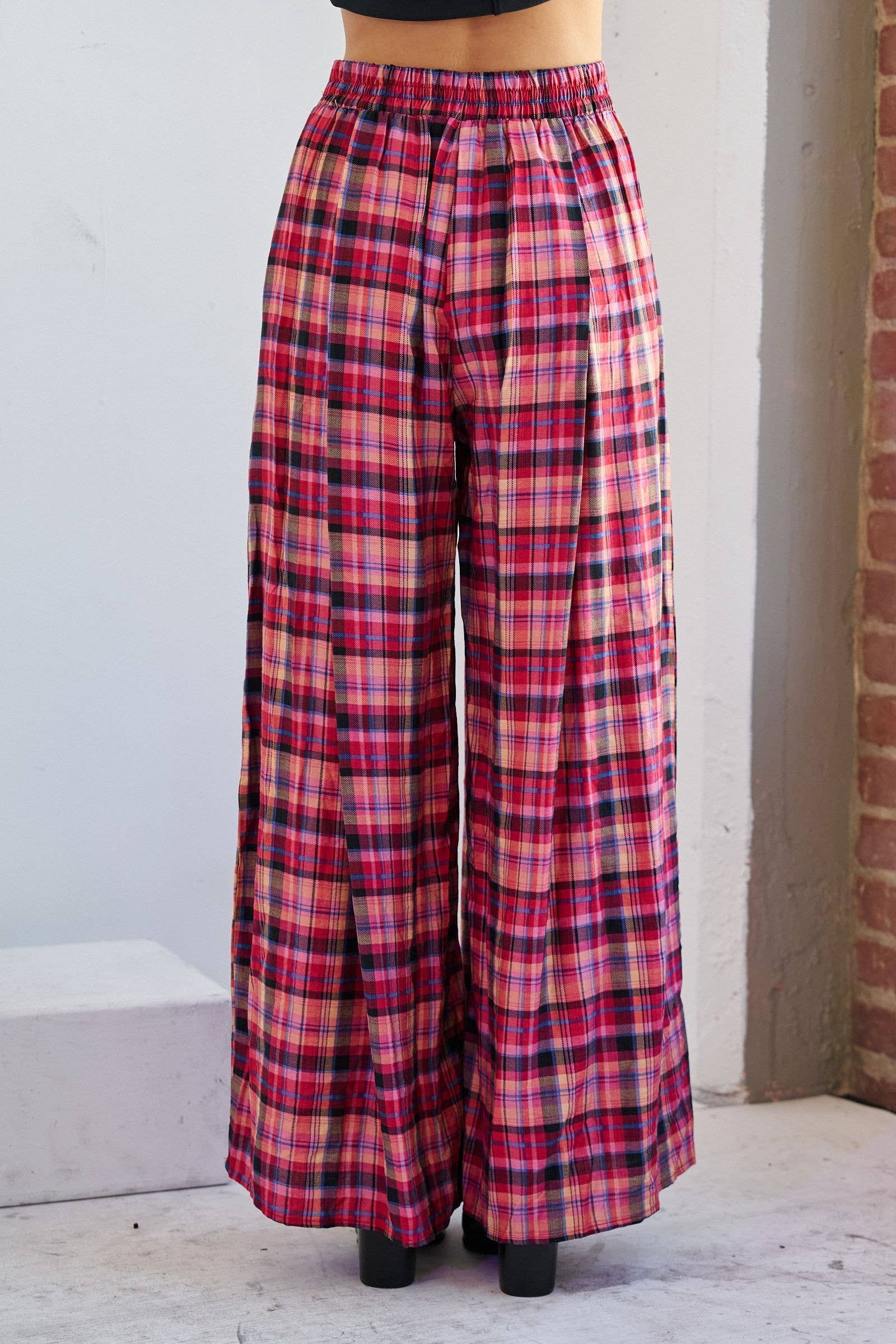 PLAID WIDE LEG PANTS, photo 2 of 4