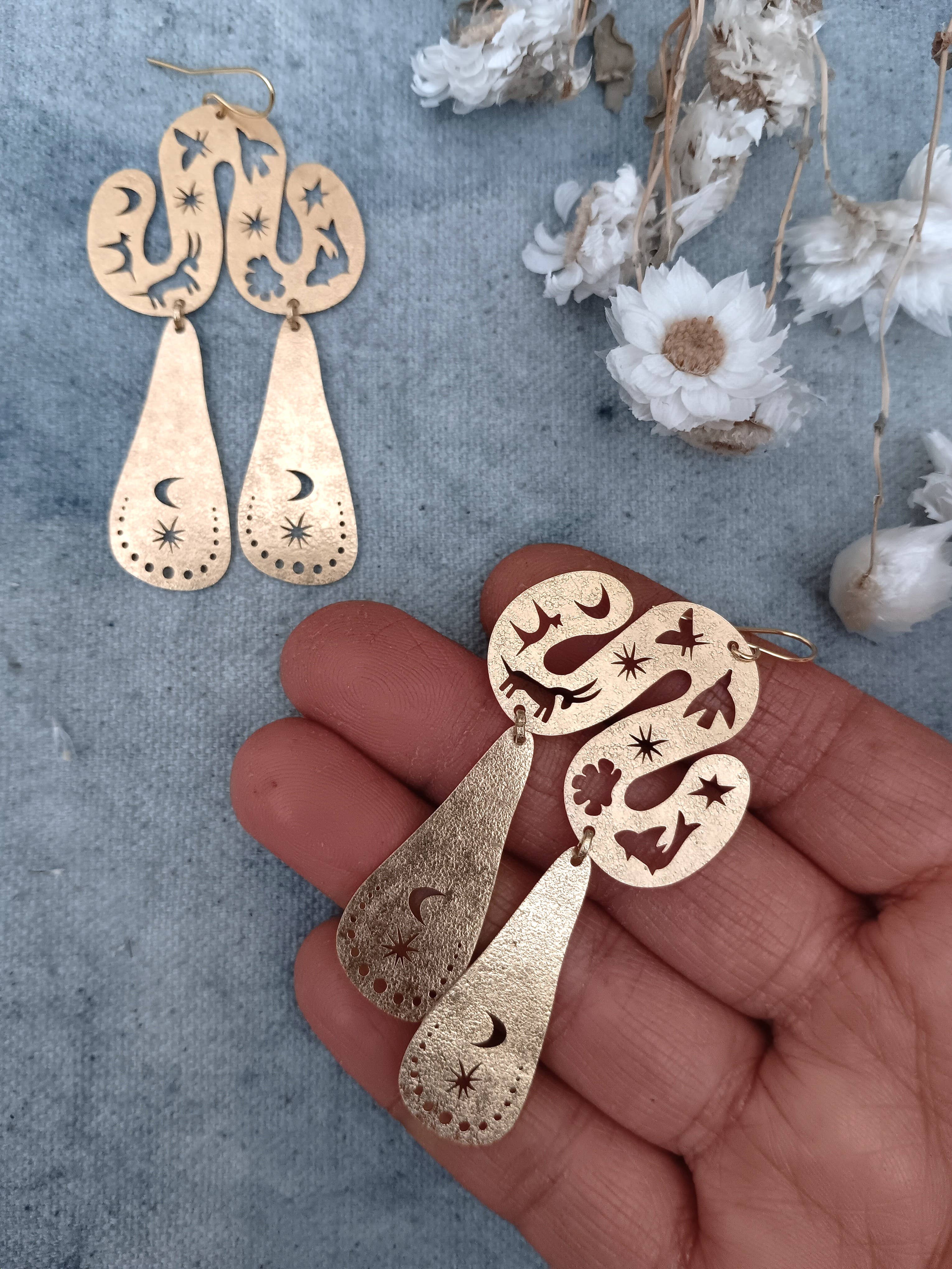Spiritual Brass Earrings, photo 2 of 2