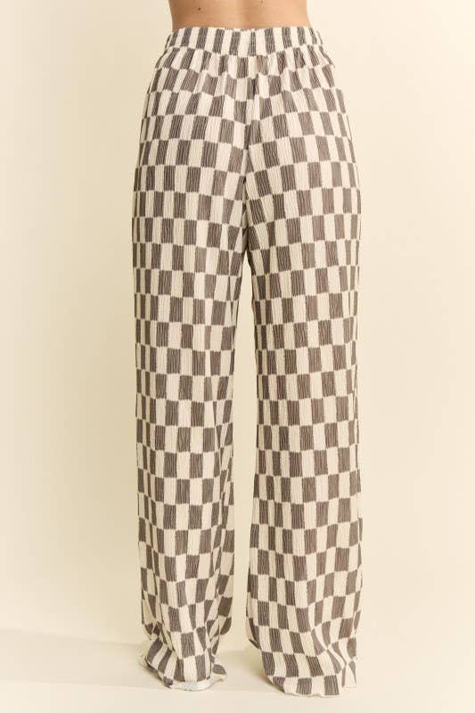 CHECKERED WIDE-LEG PANTS: OLIVE, photo 4 of 8