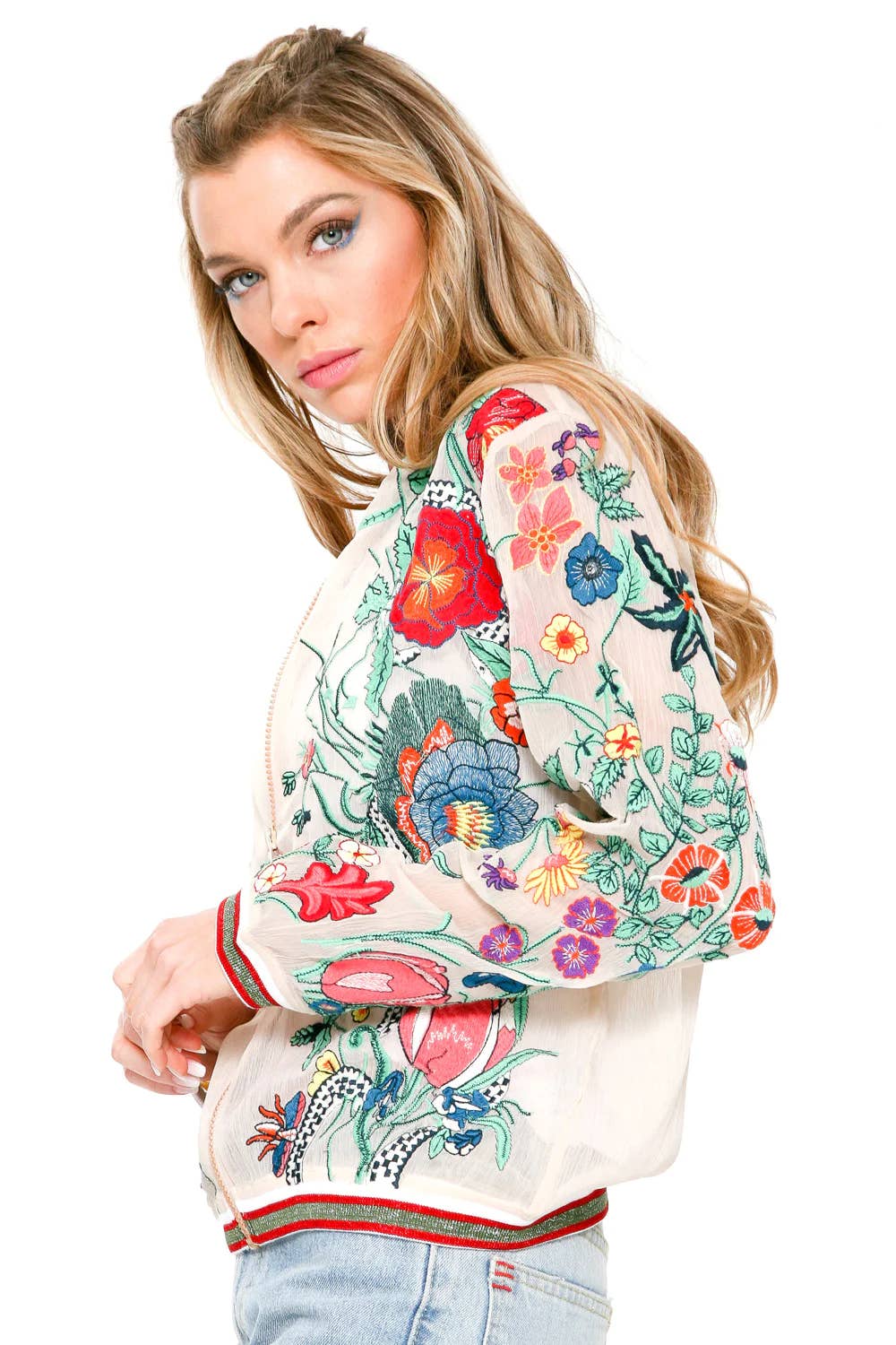 Embroidered Bomber Jacket : Ivory Floral, photo 4 of 8