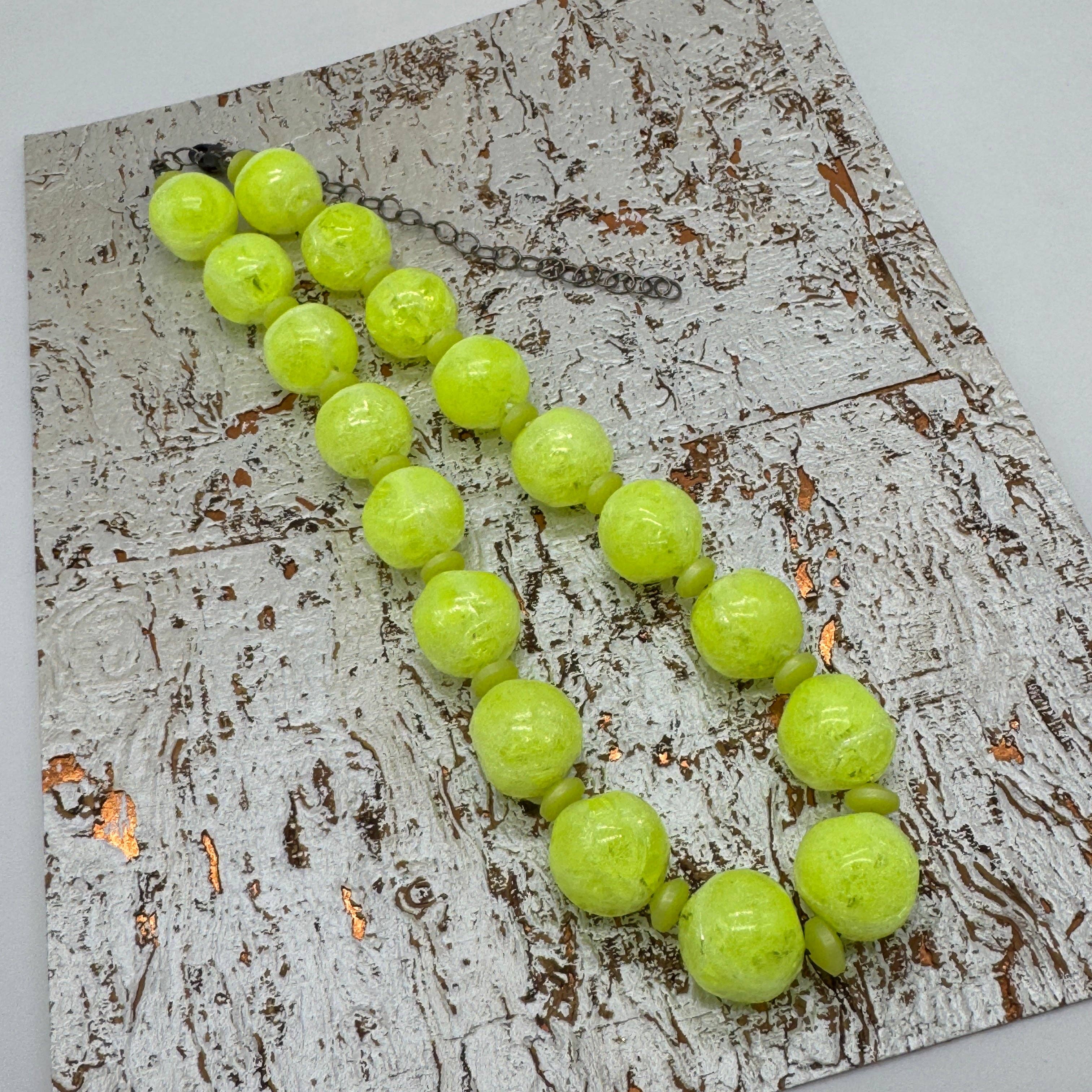 Neon Yellow Crackle Marco Necklace, photo 6 of 8