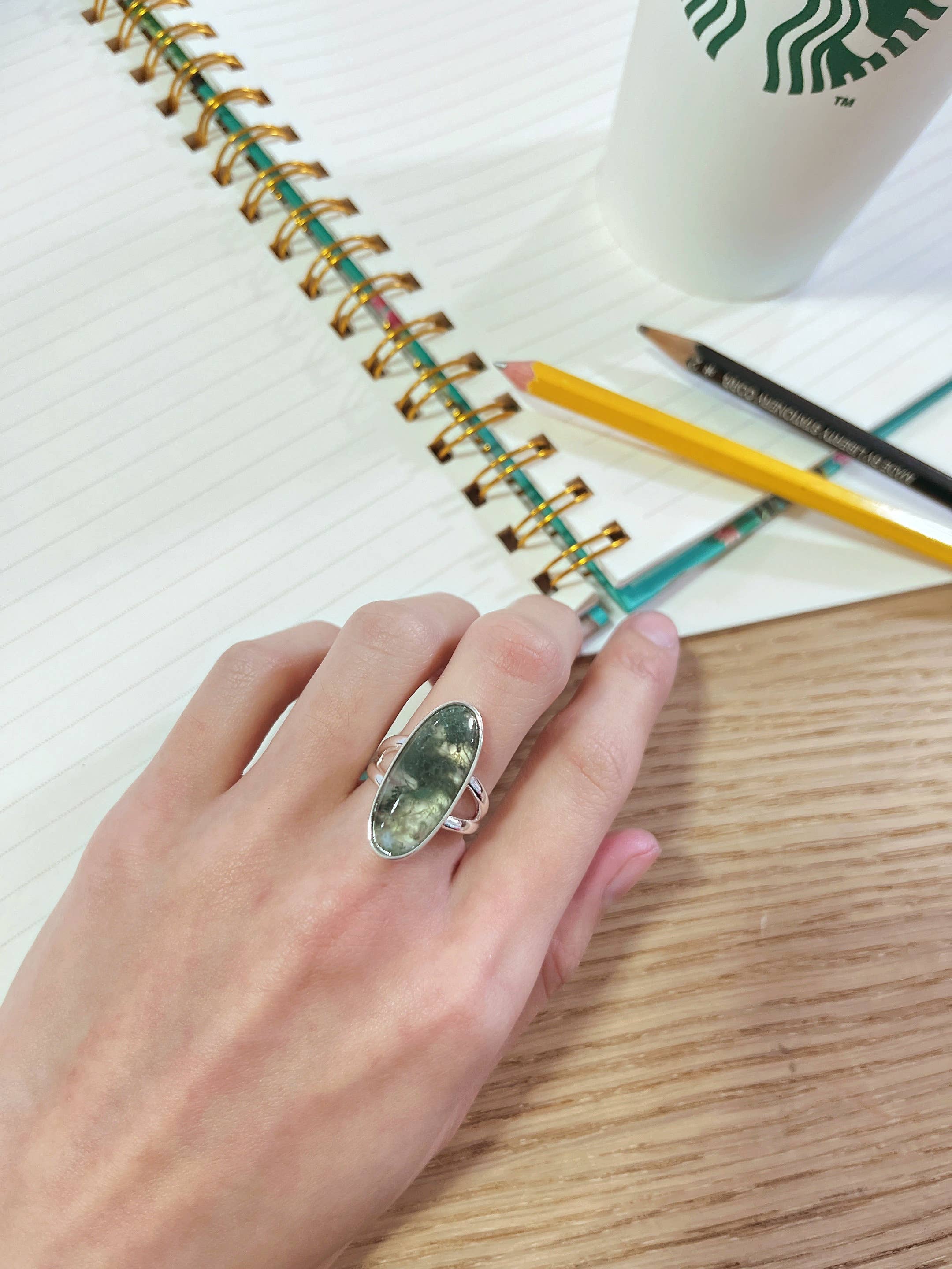 Moss Agate Oval Ring, photo 3 of 3